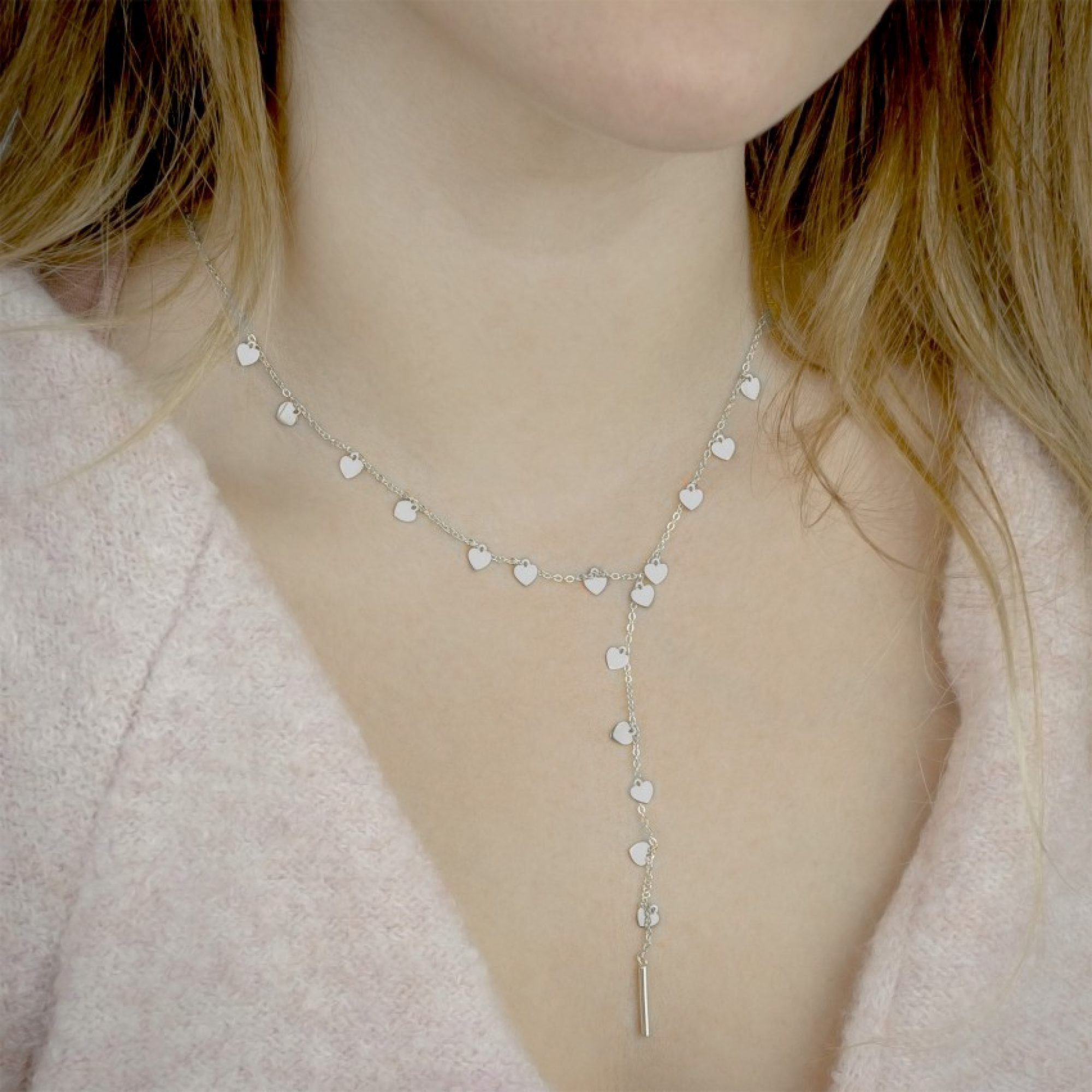Y-style silver necklace