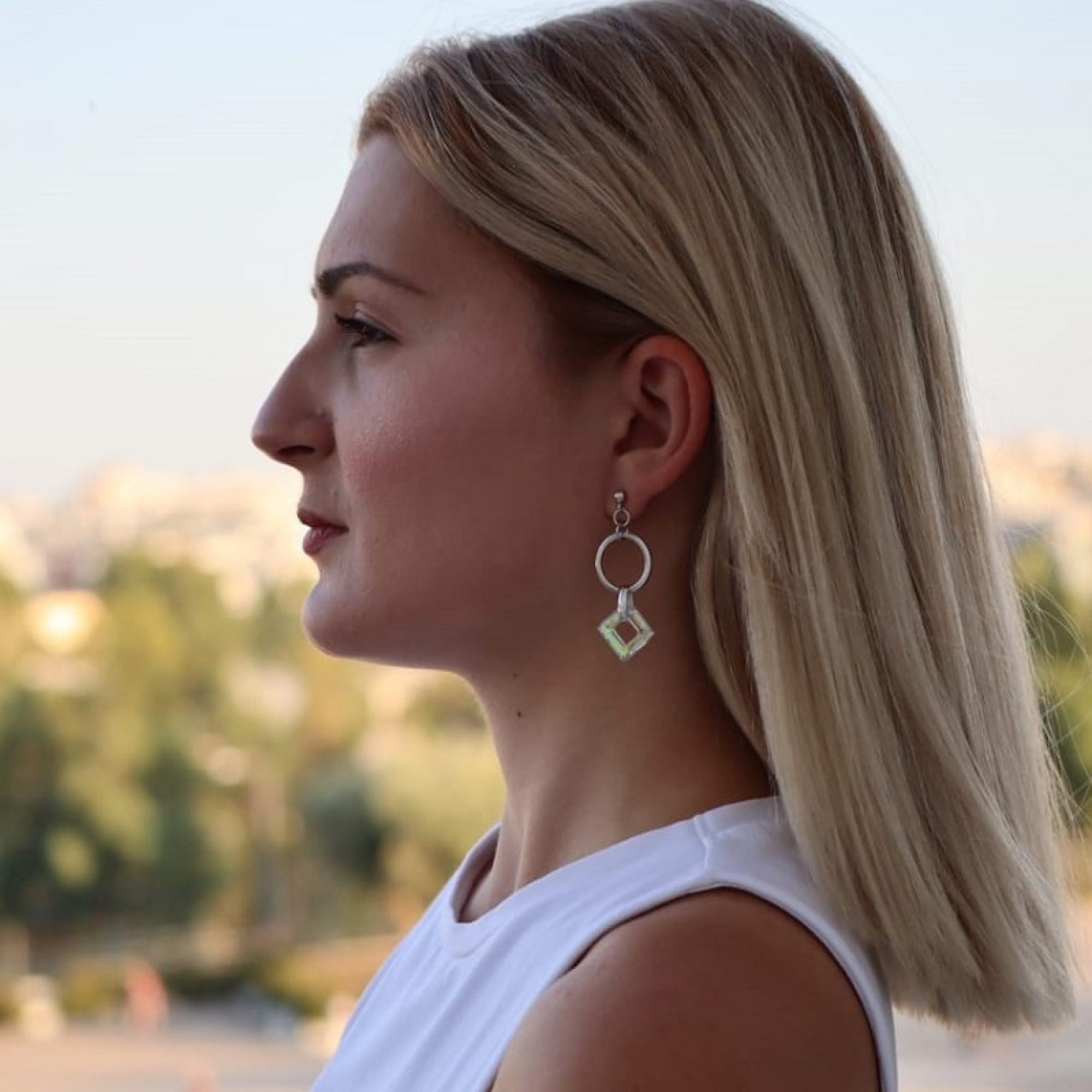 Σκουλαρίκια κρεμαστά με φυσικές πέτρες