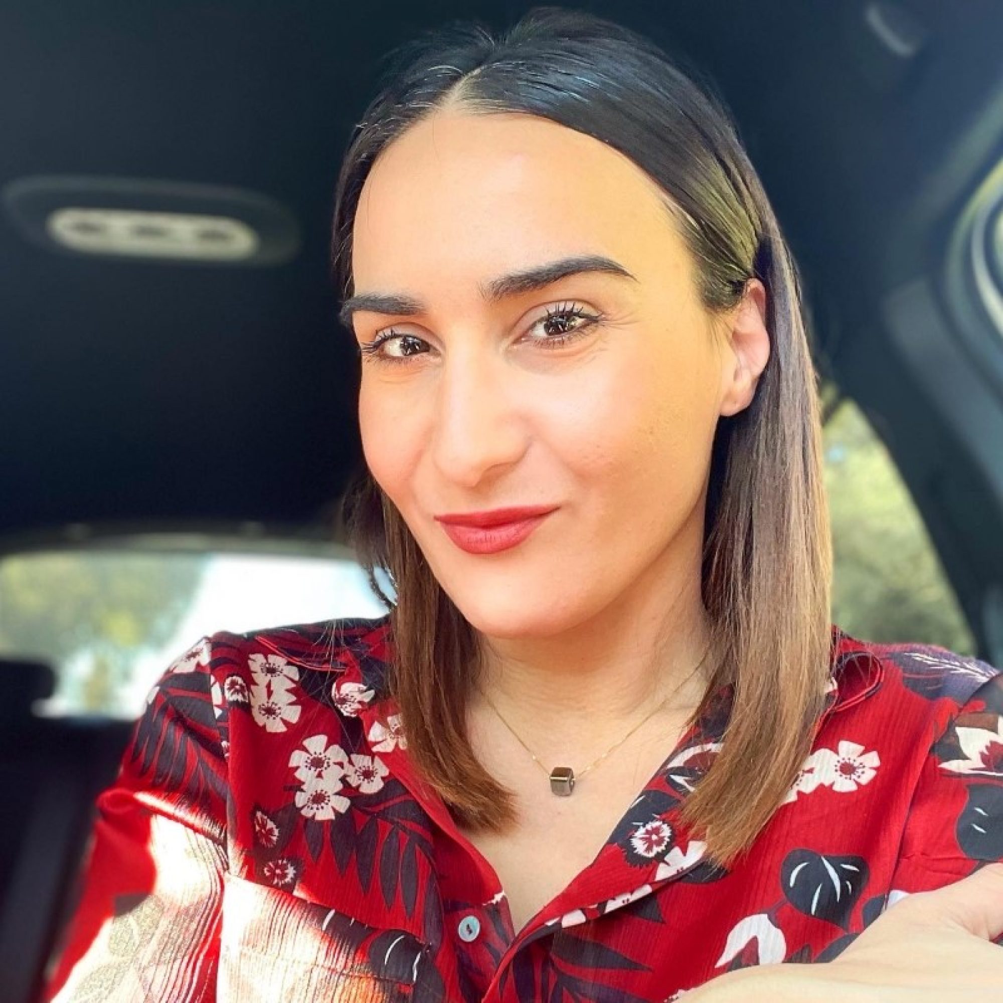 Gold plated forest green bead necklace