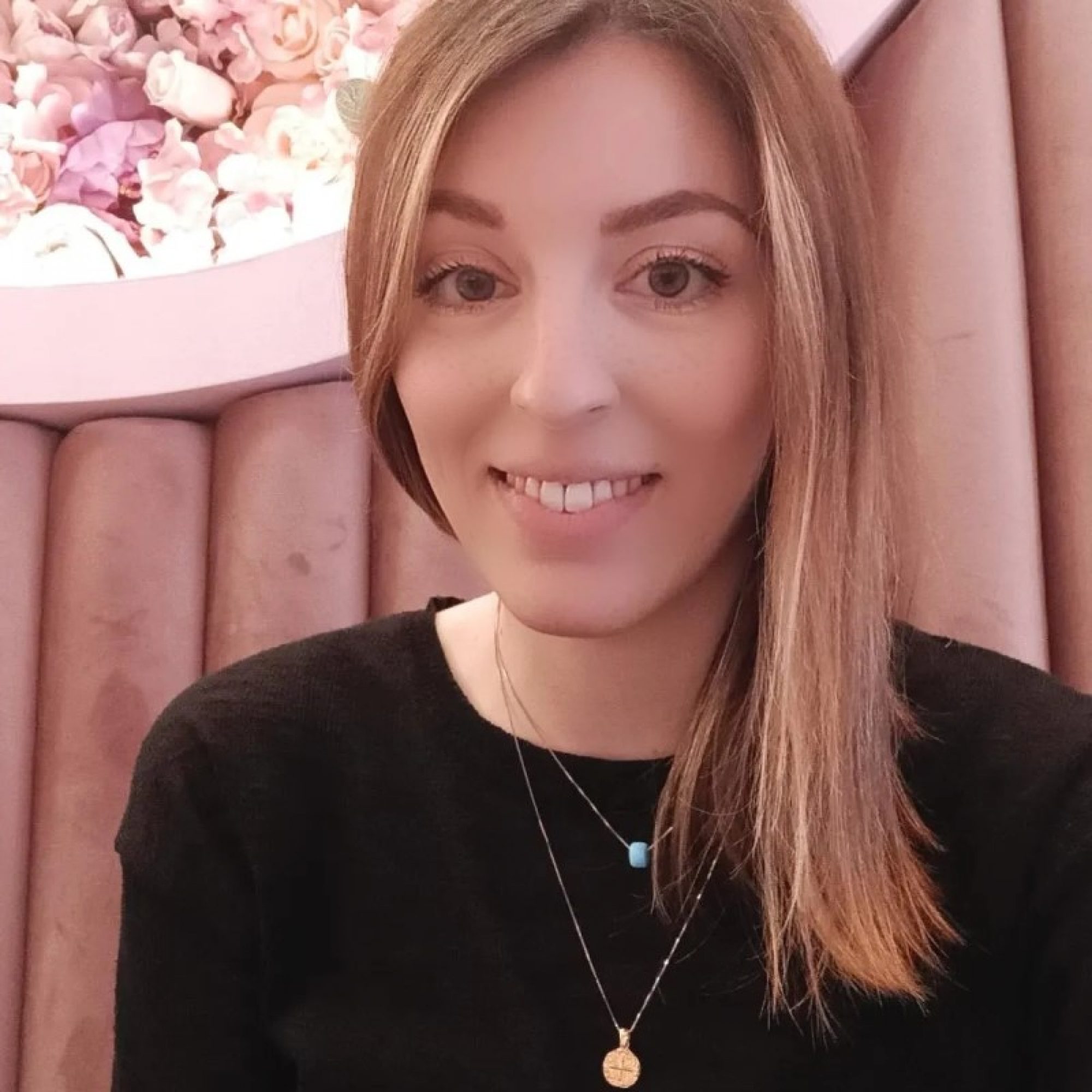 Gold plated blue bead necklace