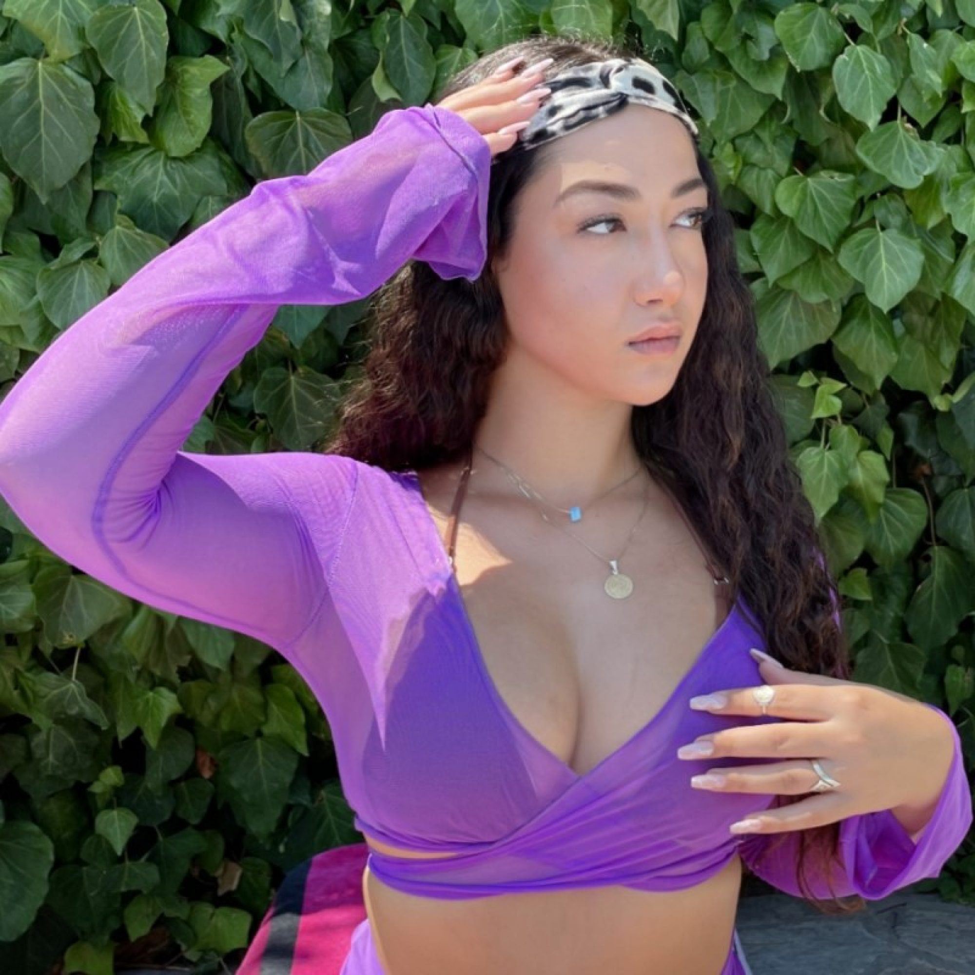 Gold plated blue bead necklace