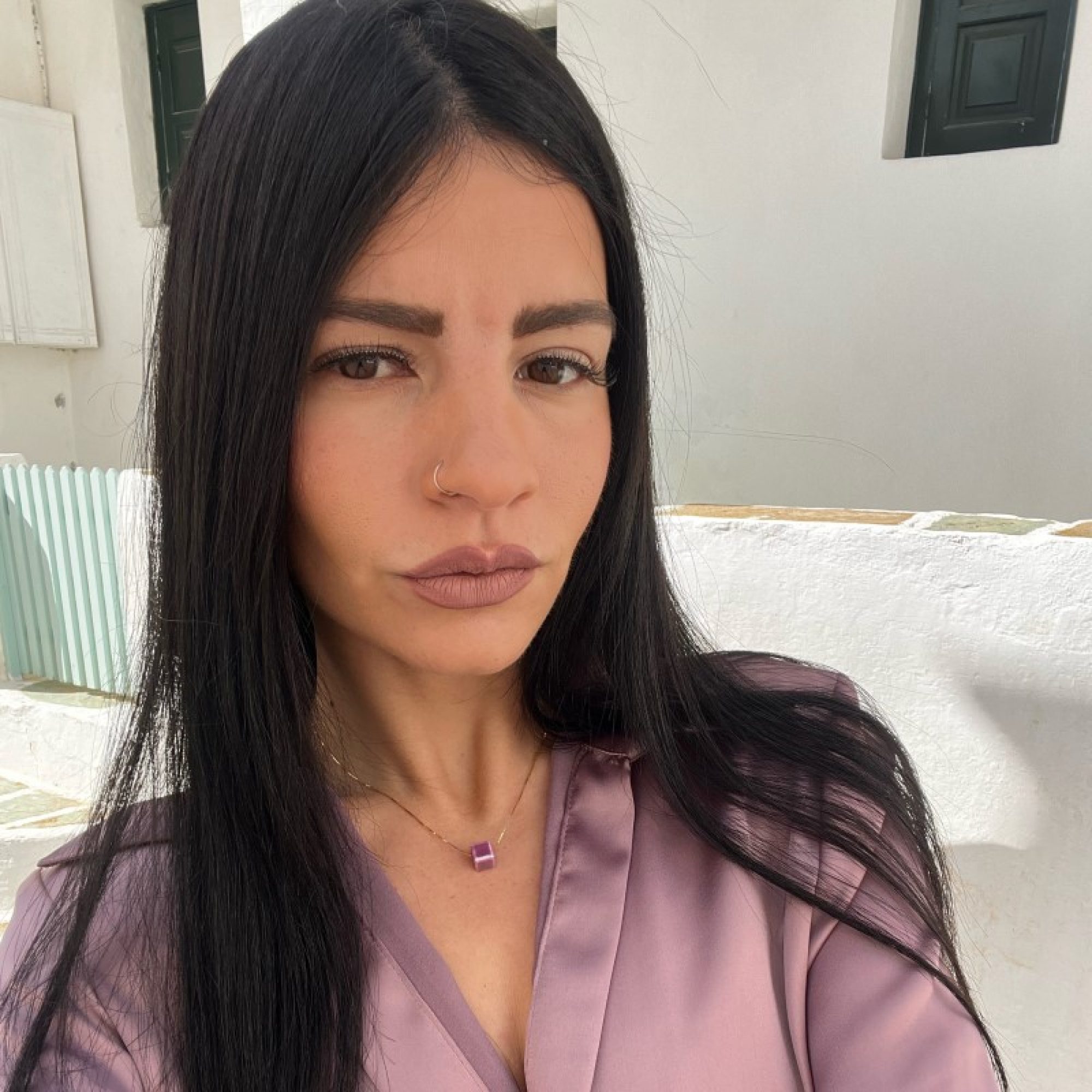 Gold plated purple bead necklace