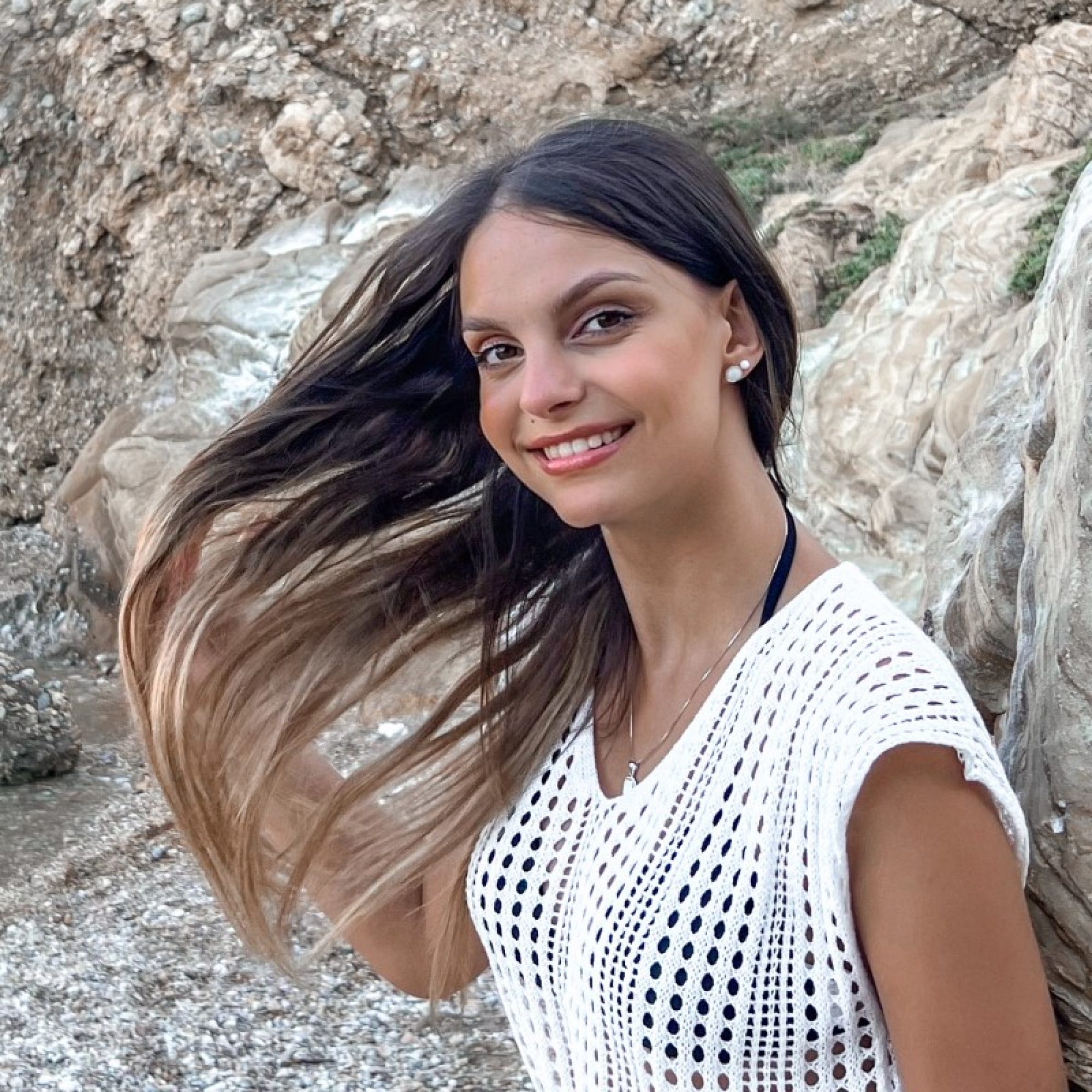 Stud earrings with white opal