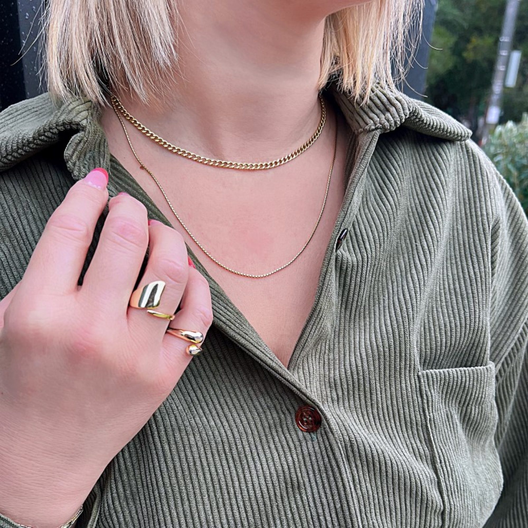 Double gold plated chain necklace