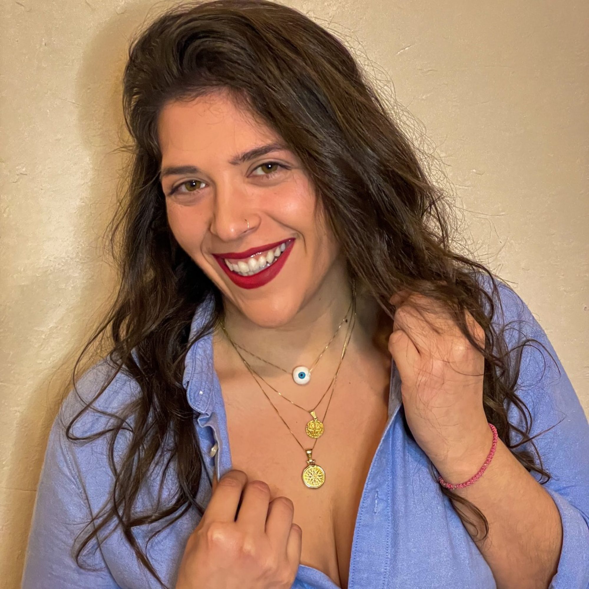 Gold plated eye bead necklace