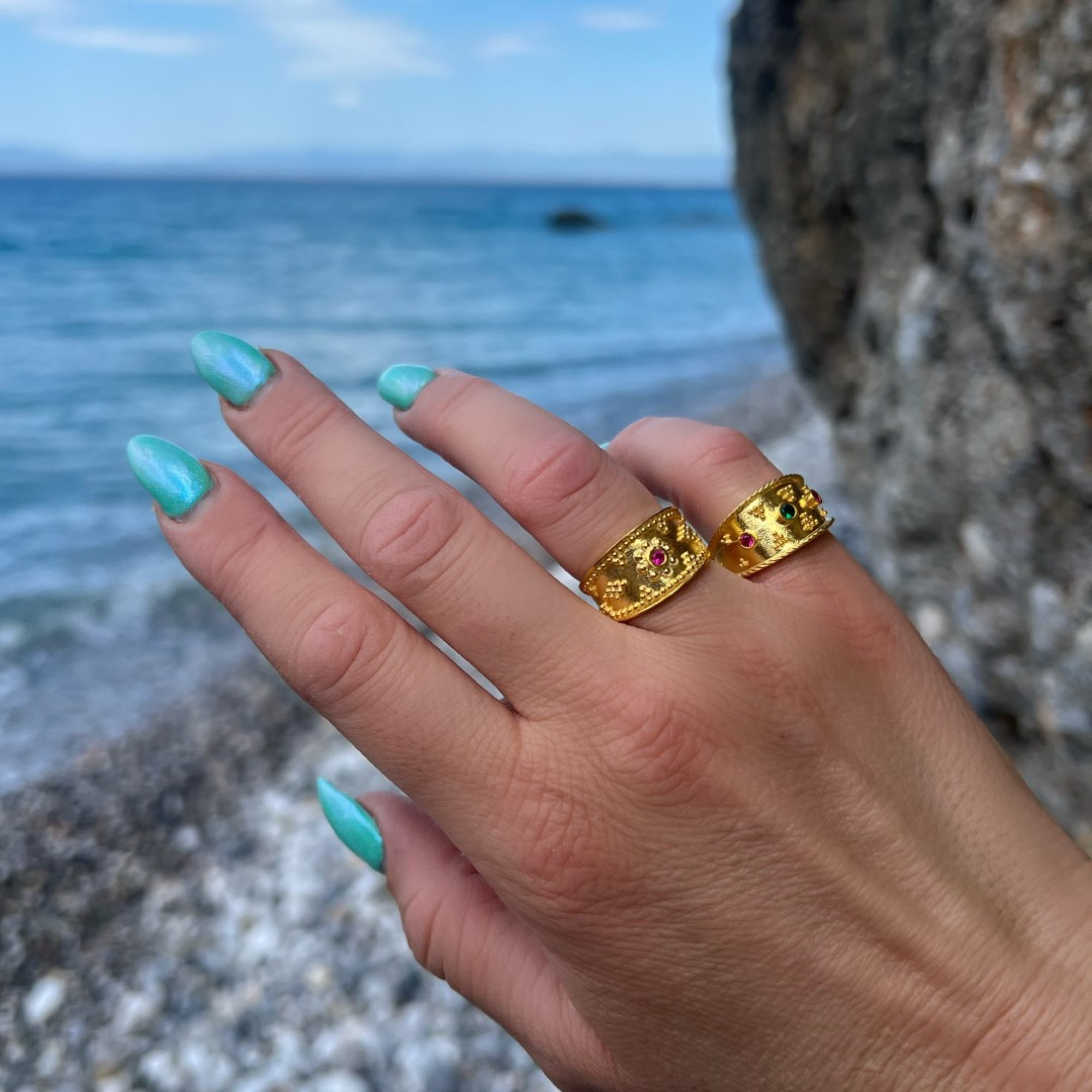 Gold plated ring with ruby stone