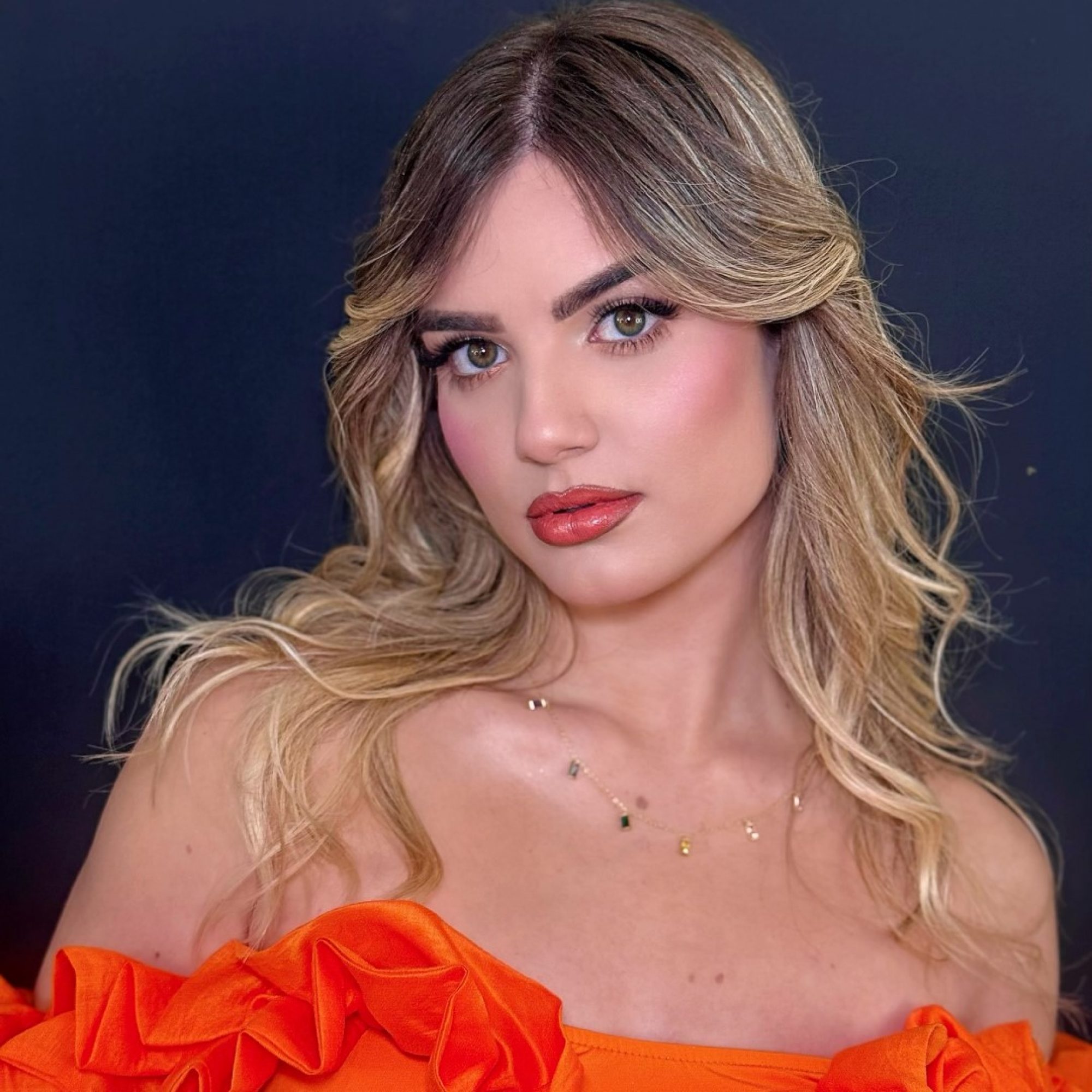 Gold plated dangle necklace with coloured stones