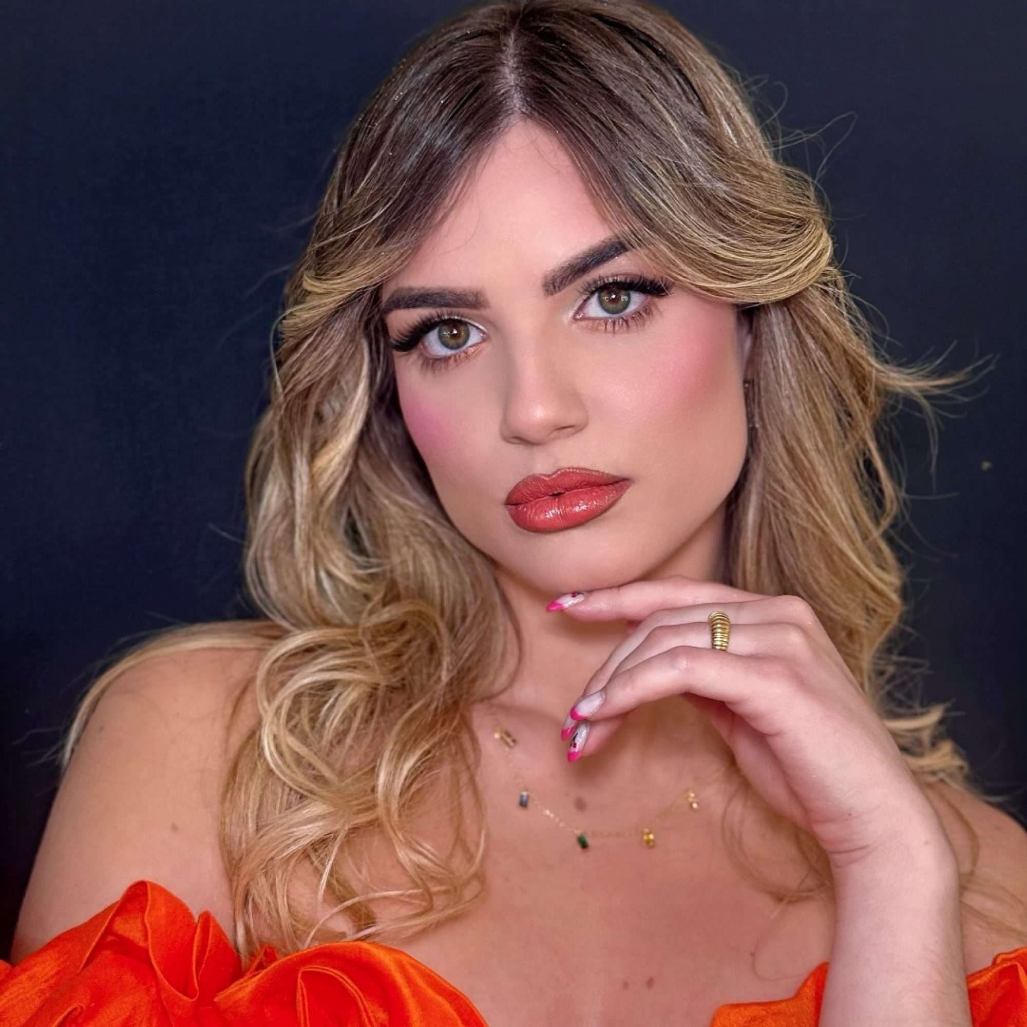 Gold plated dangle necklace with coloured stones