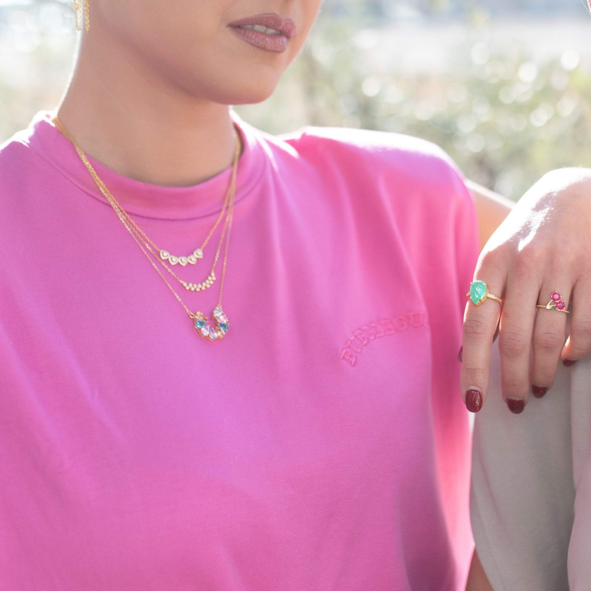 Gold plated ring cherries with zircon stones