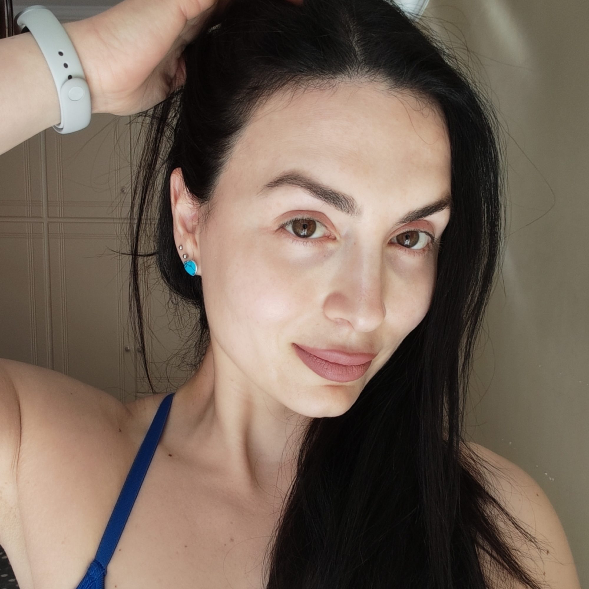 Silver stud earrings with turquoise stone