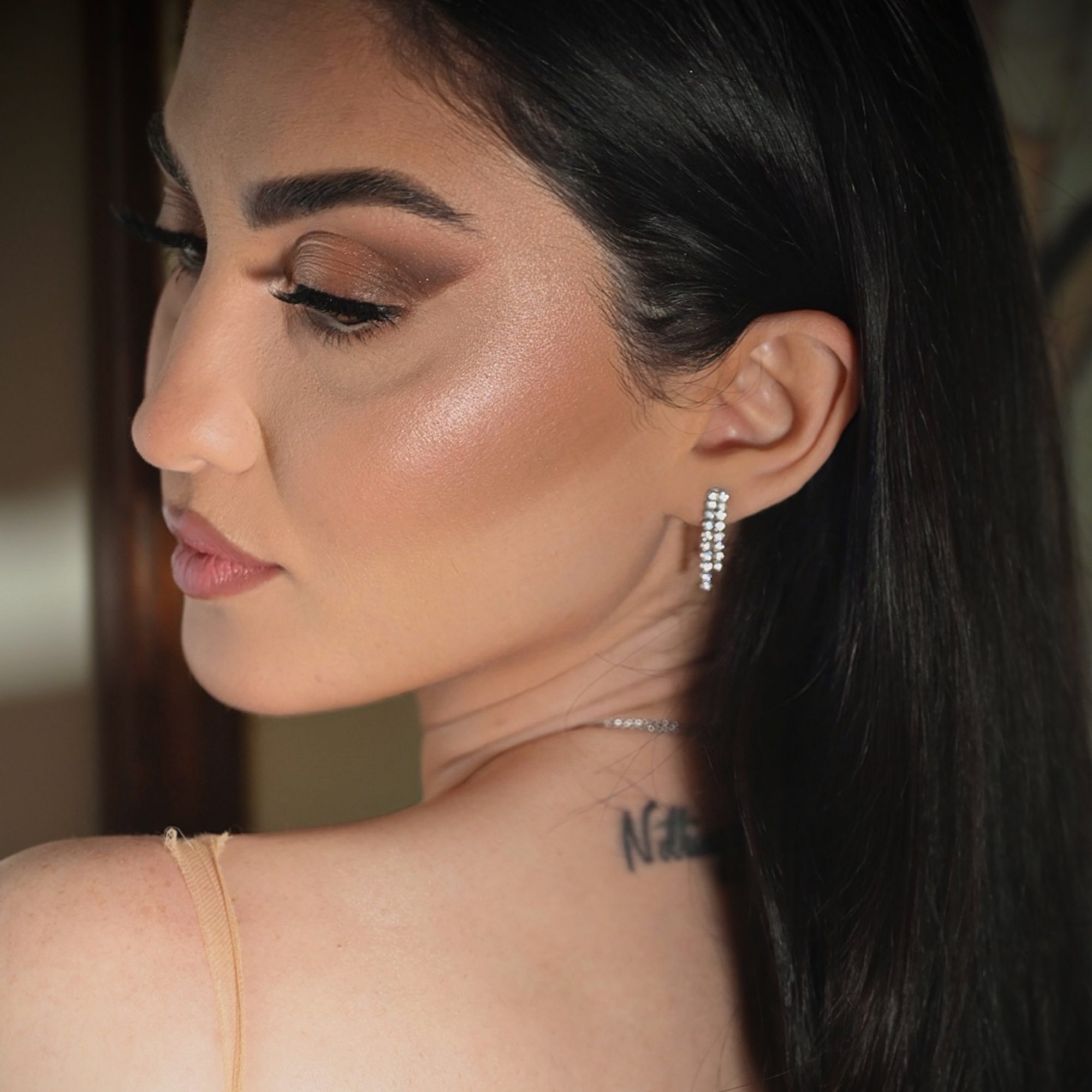 Silver earrings with zircon stones