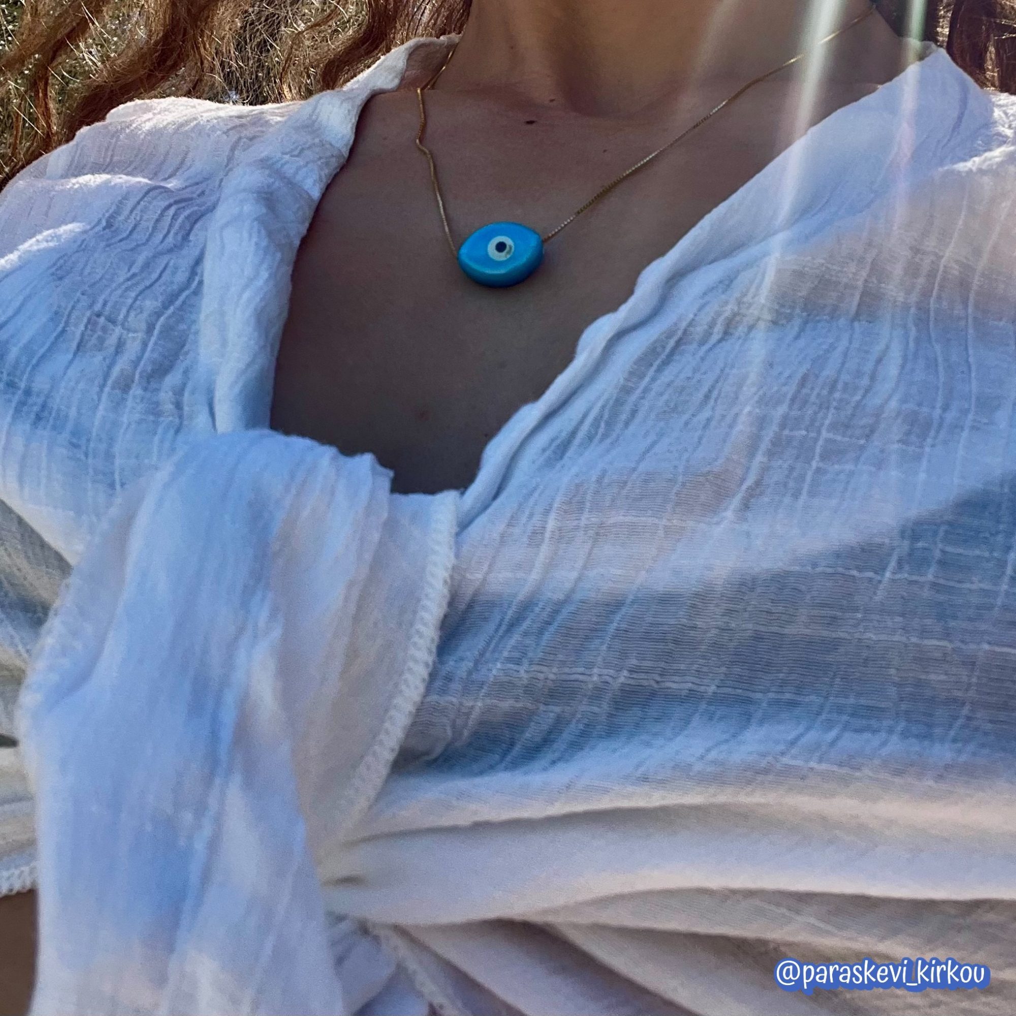 Gold plated eye bead necklace