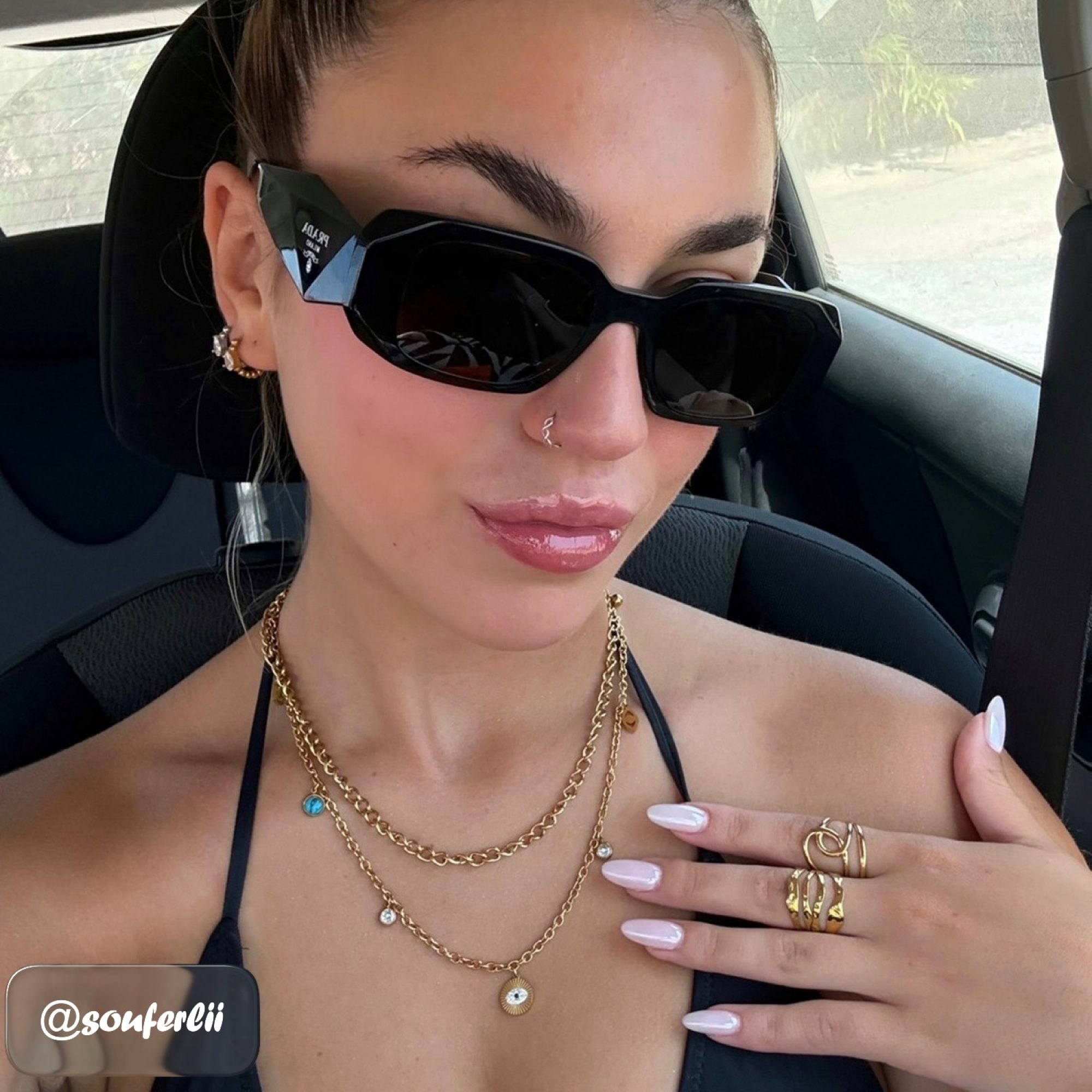 Double gold plated steel necklace 