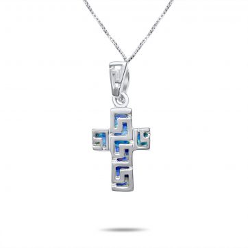 Opal cross pendant double sided