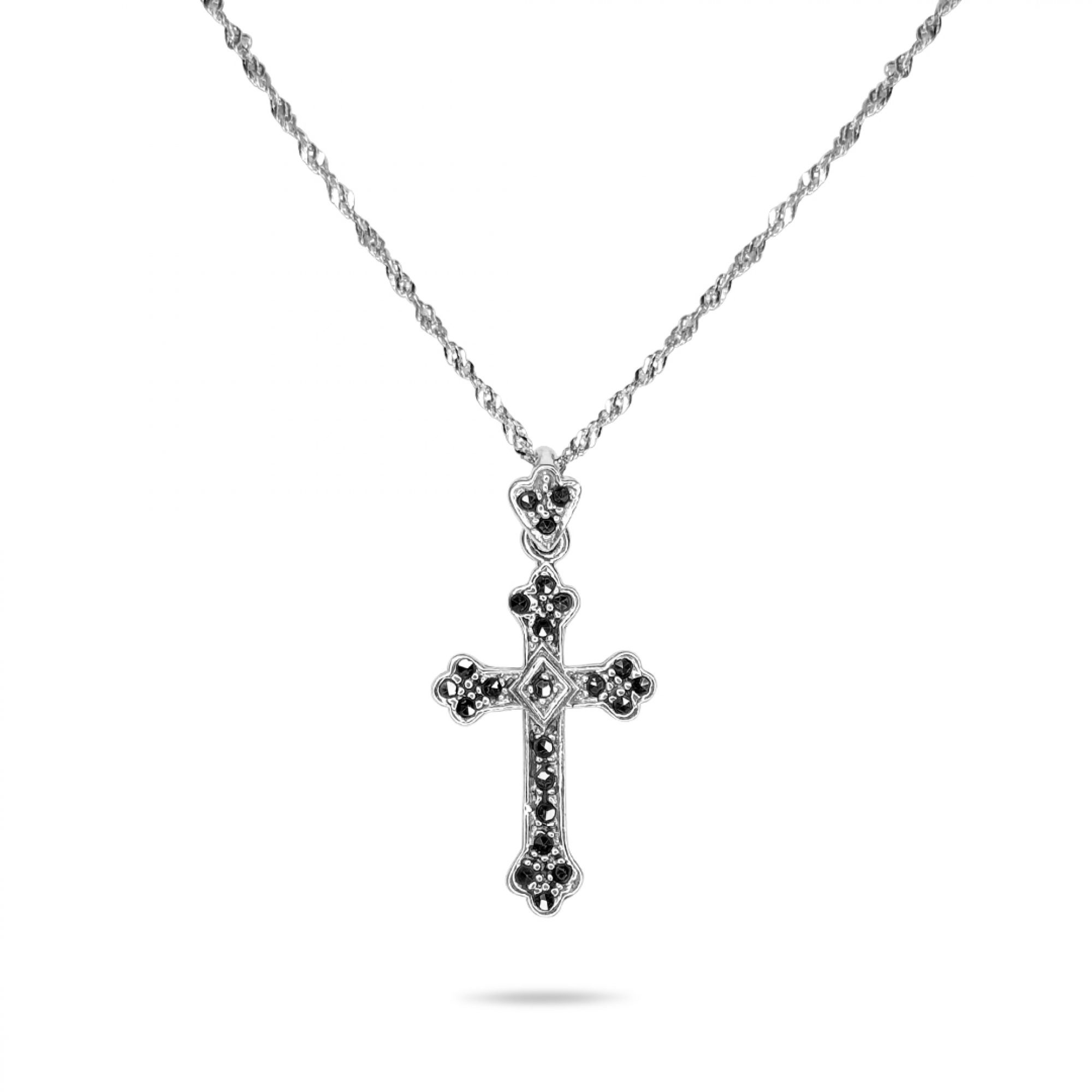 Silver cross with marcasites