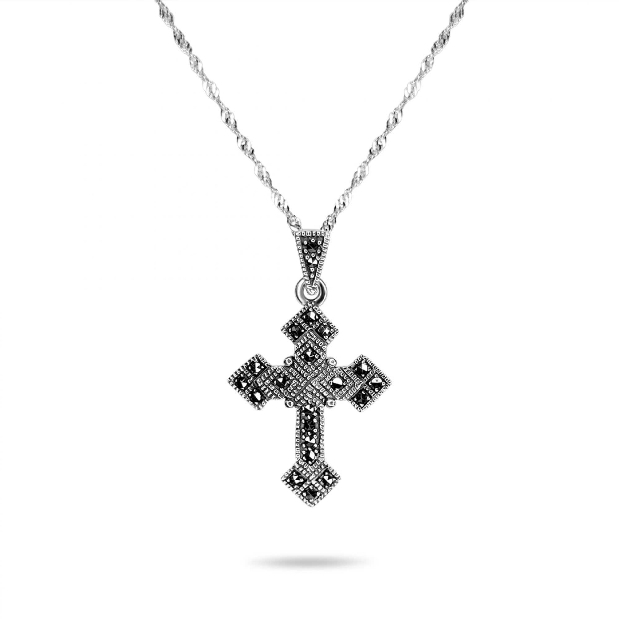 Silver cross with marcasites