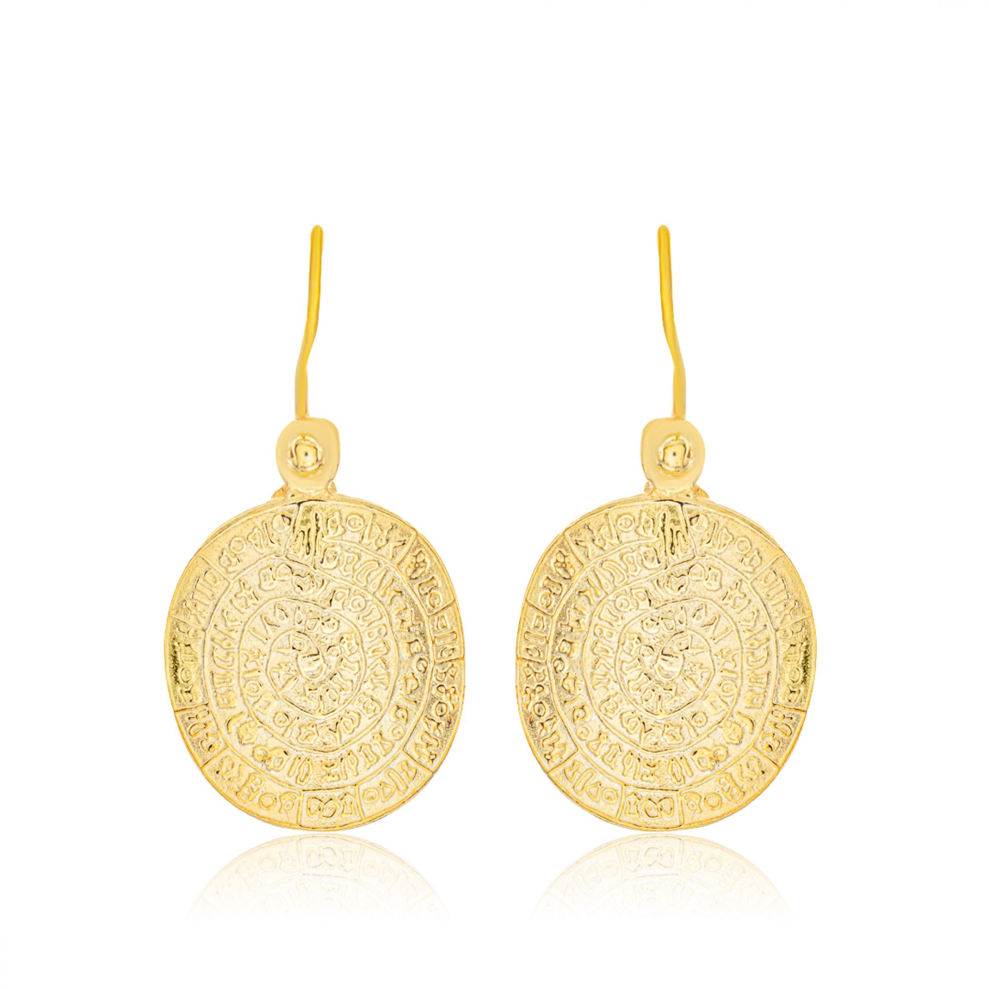 Gold plated Faistos Disc dangle earrings
