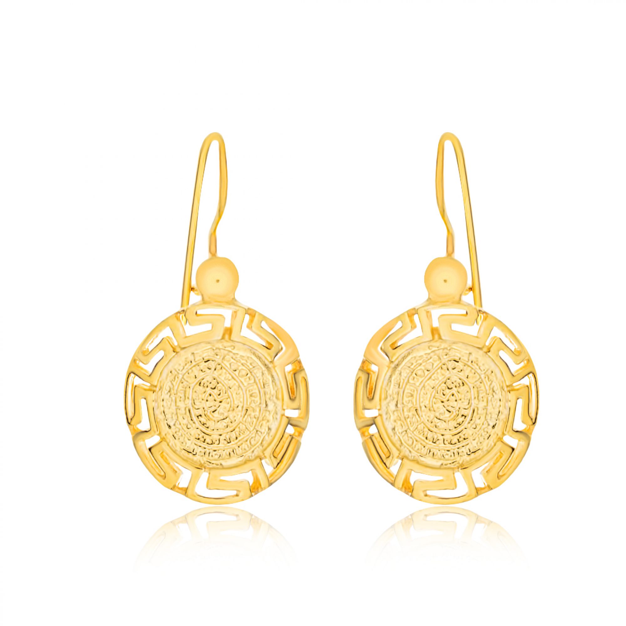 Gold plated Faistos Disc dangle earrings