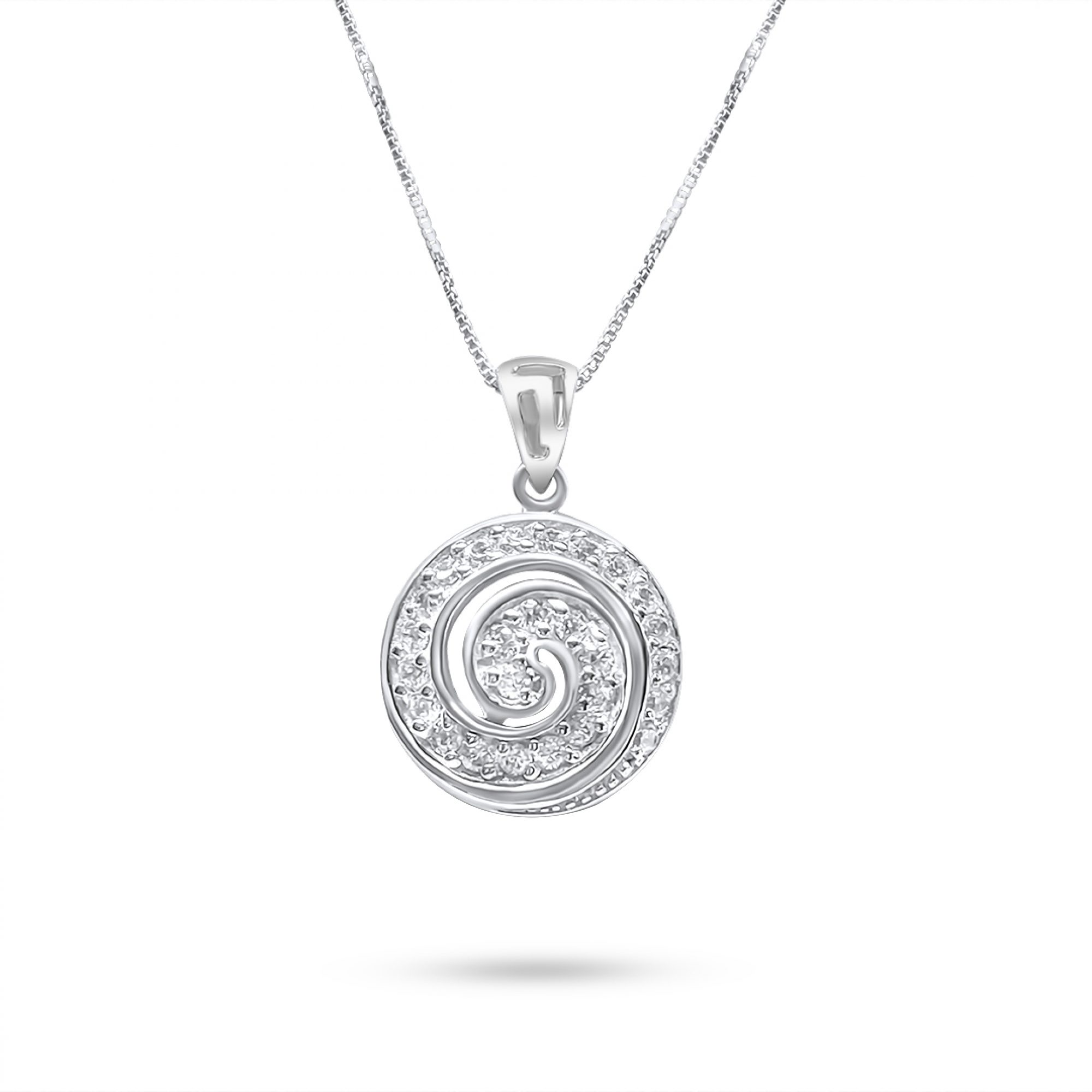 Spiral pendant with zircon stones