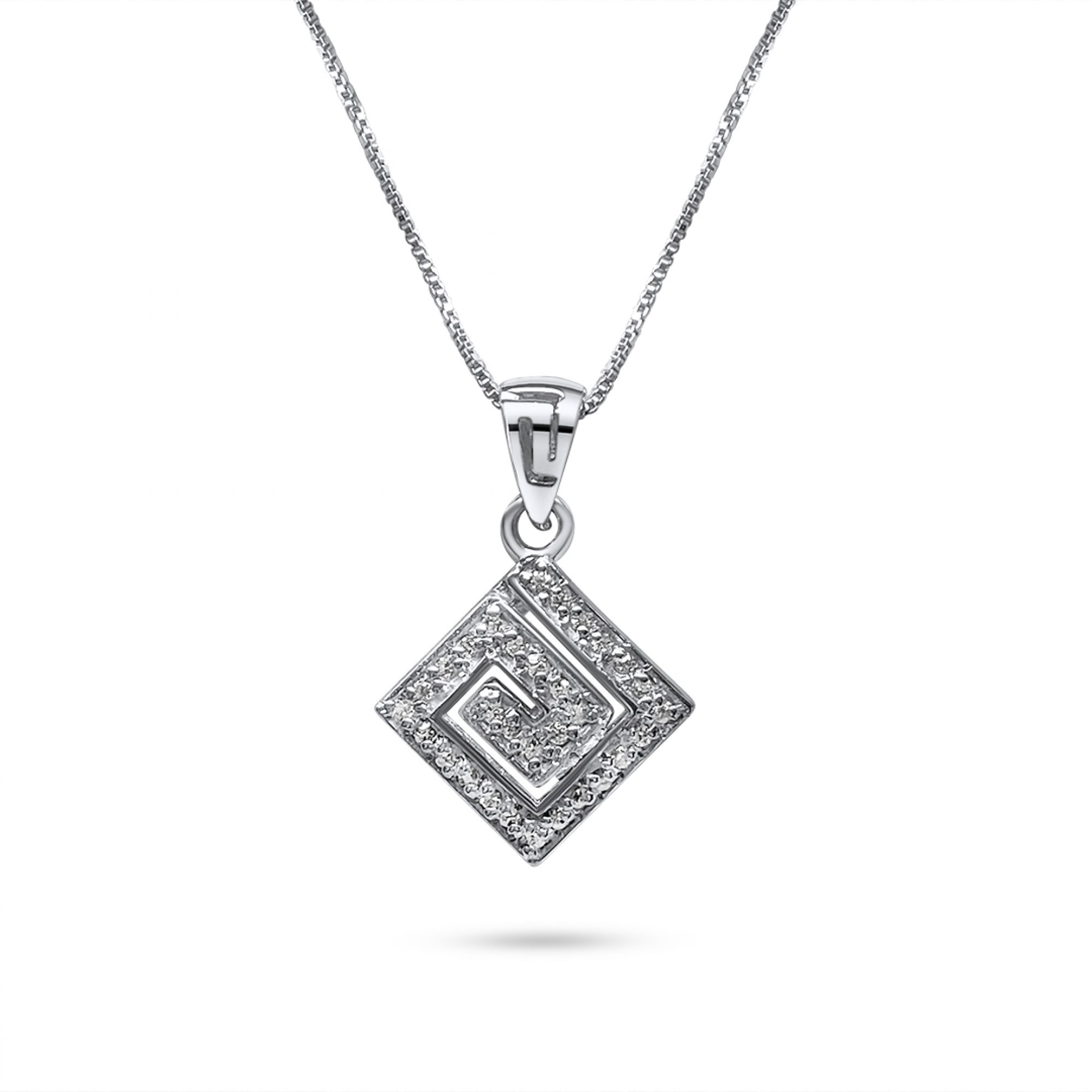 Rhomboid pendant with zircon stones
