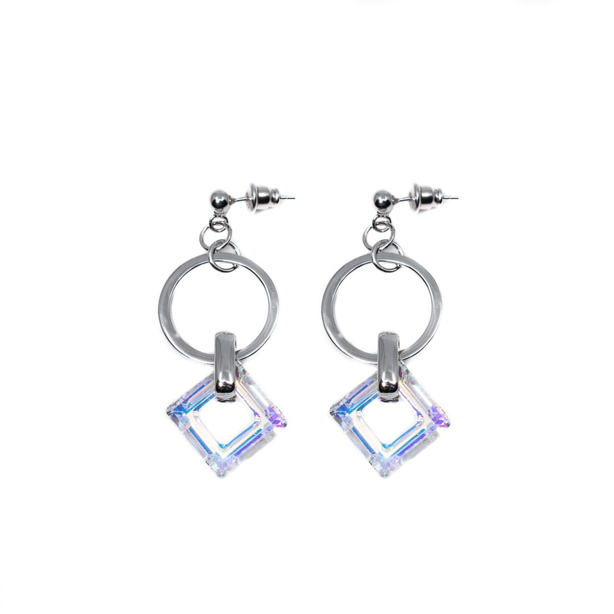Silver dangle earrings with natural stones