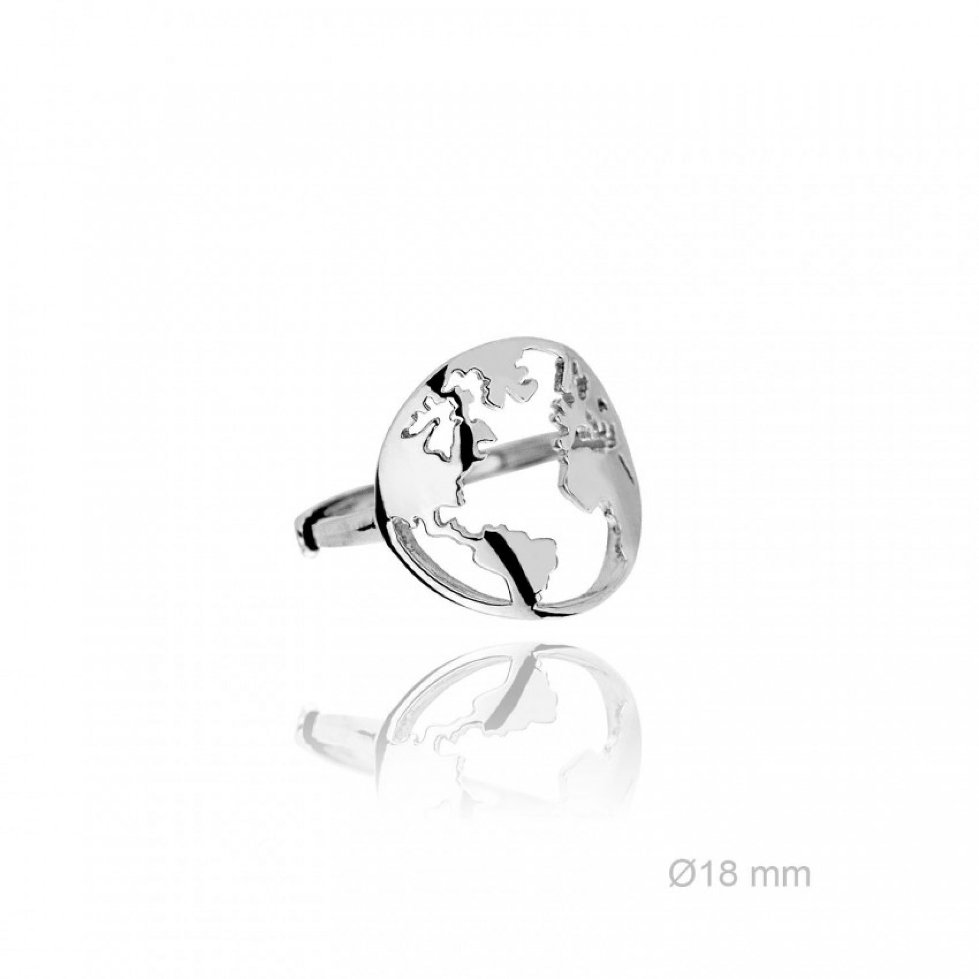 Silver world map ring