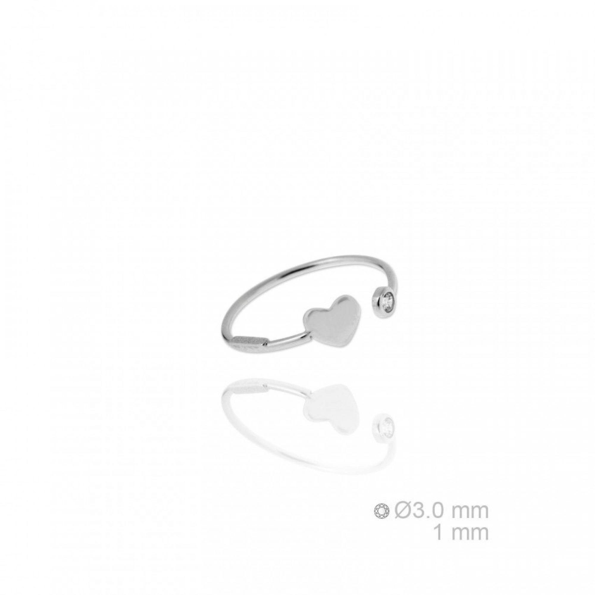 Silver heart ring with zircon stone