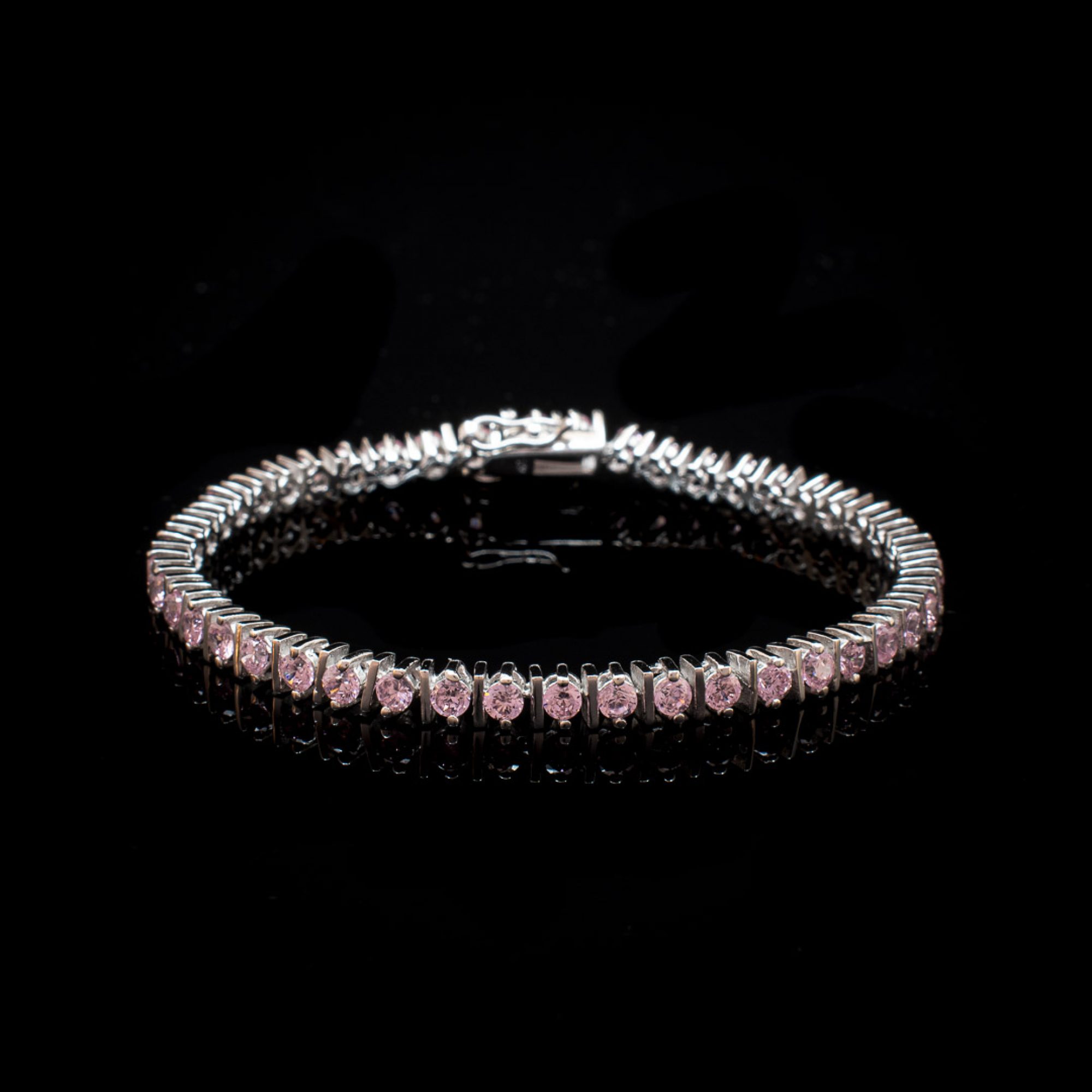 Βραχιόλι ριβιέρα με πέτρες ροζ κουάρτζ 