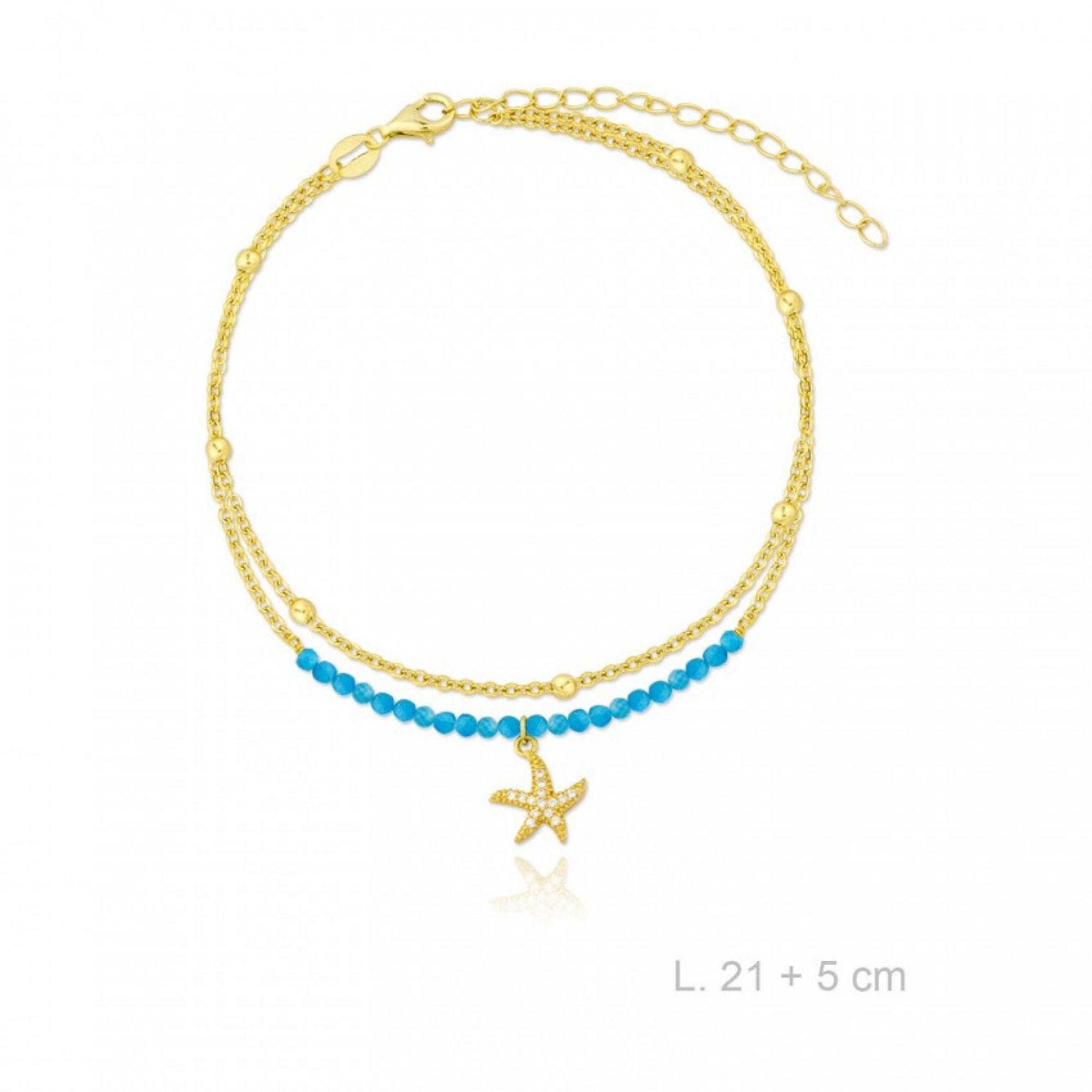 Gold plated double chain anklet with dangle starfish