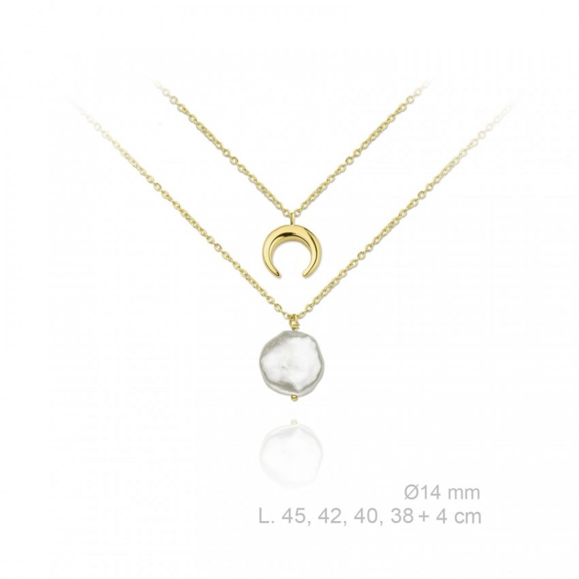 Gold plated double necklace with mother of pearl 