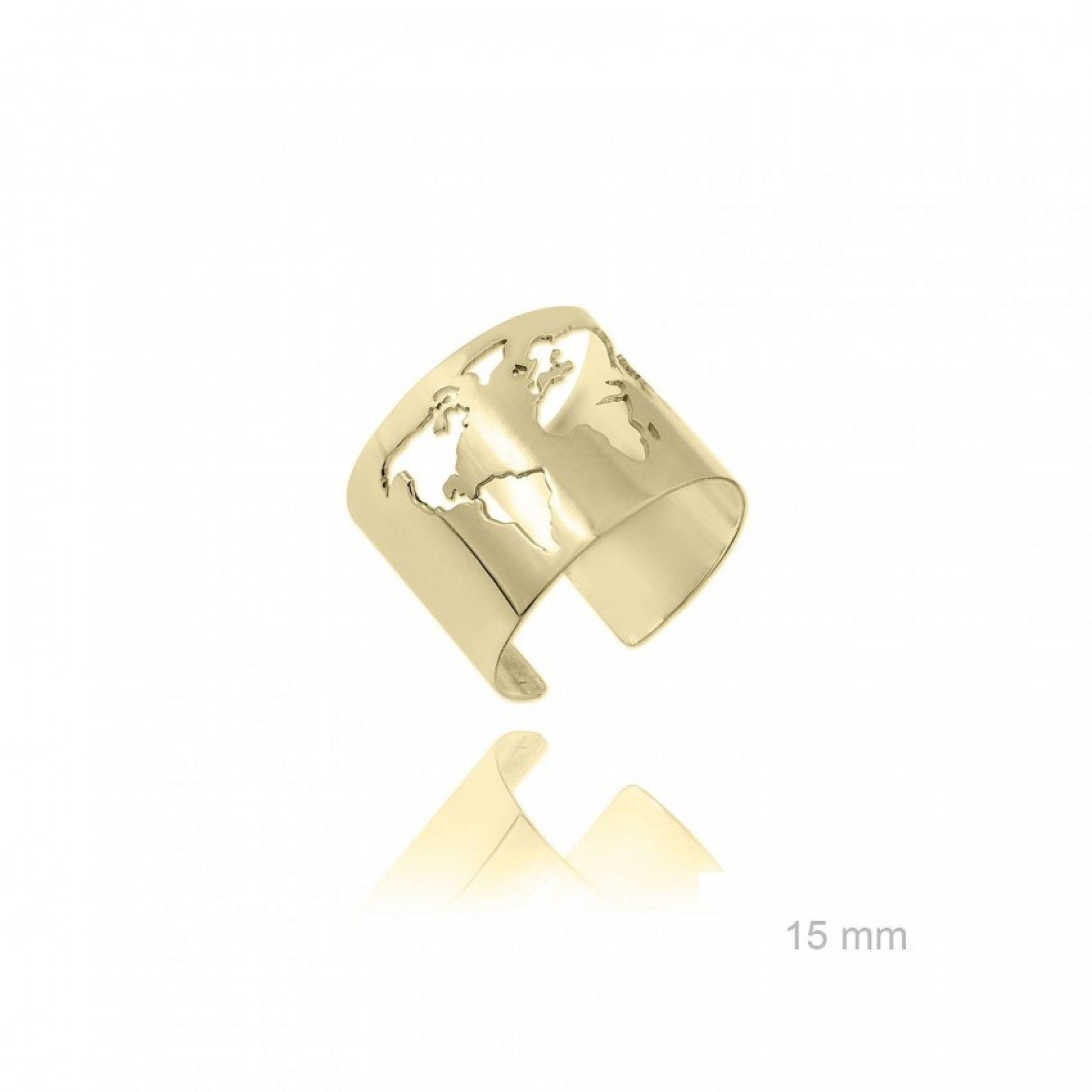 Gold plated world map ring