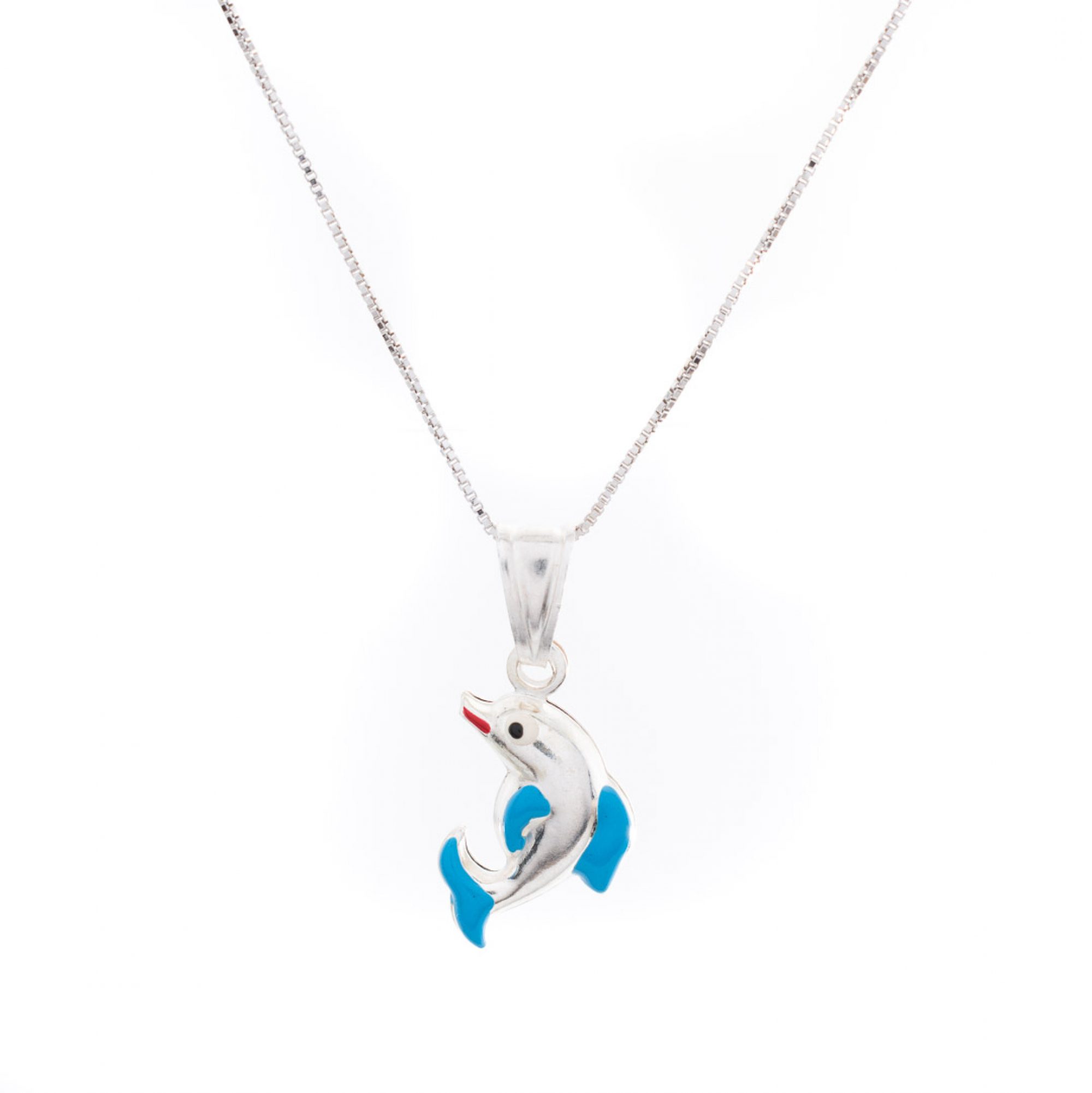 Dolphin necklace with enamel