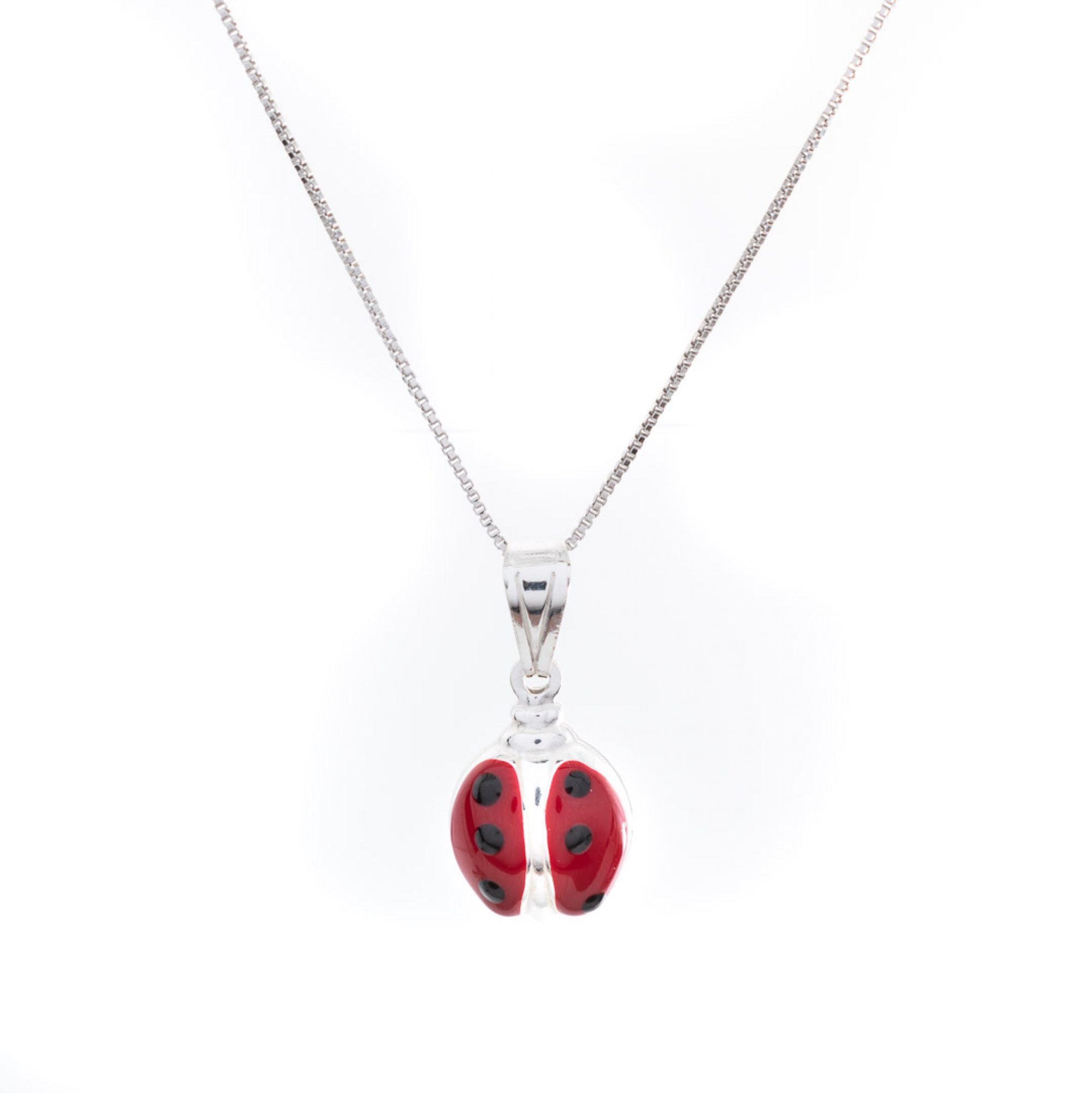 Ladybug necklace with enamel