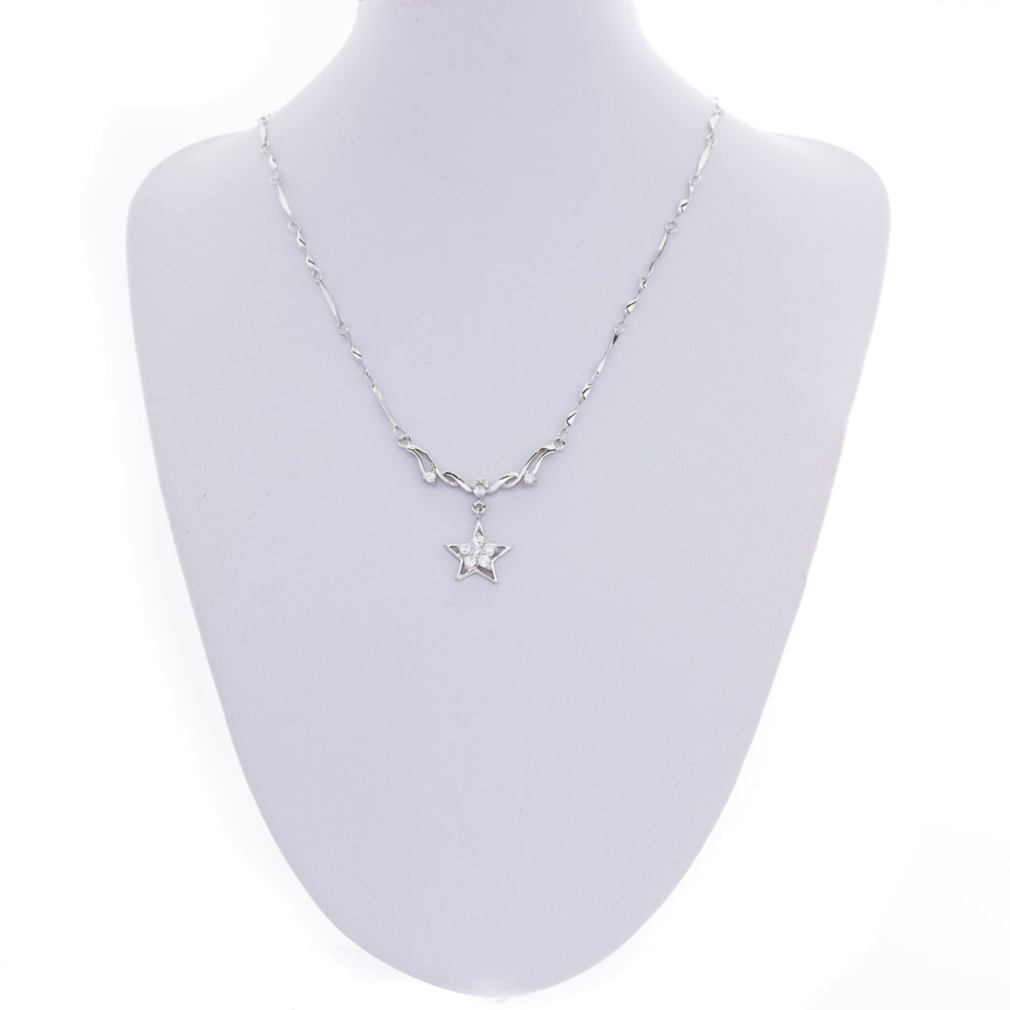 Silver necklace with zircon stones