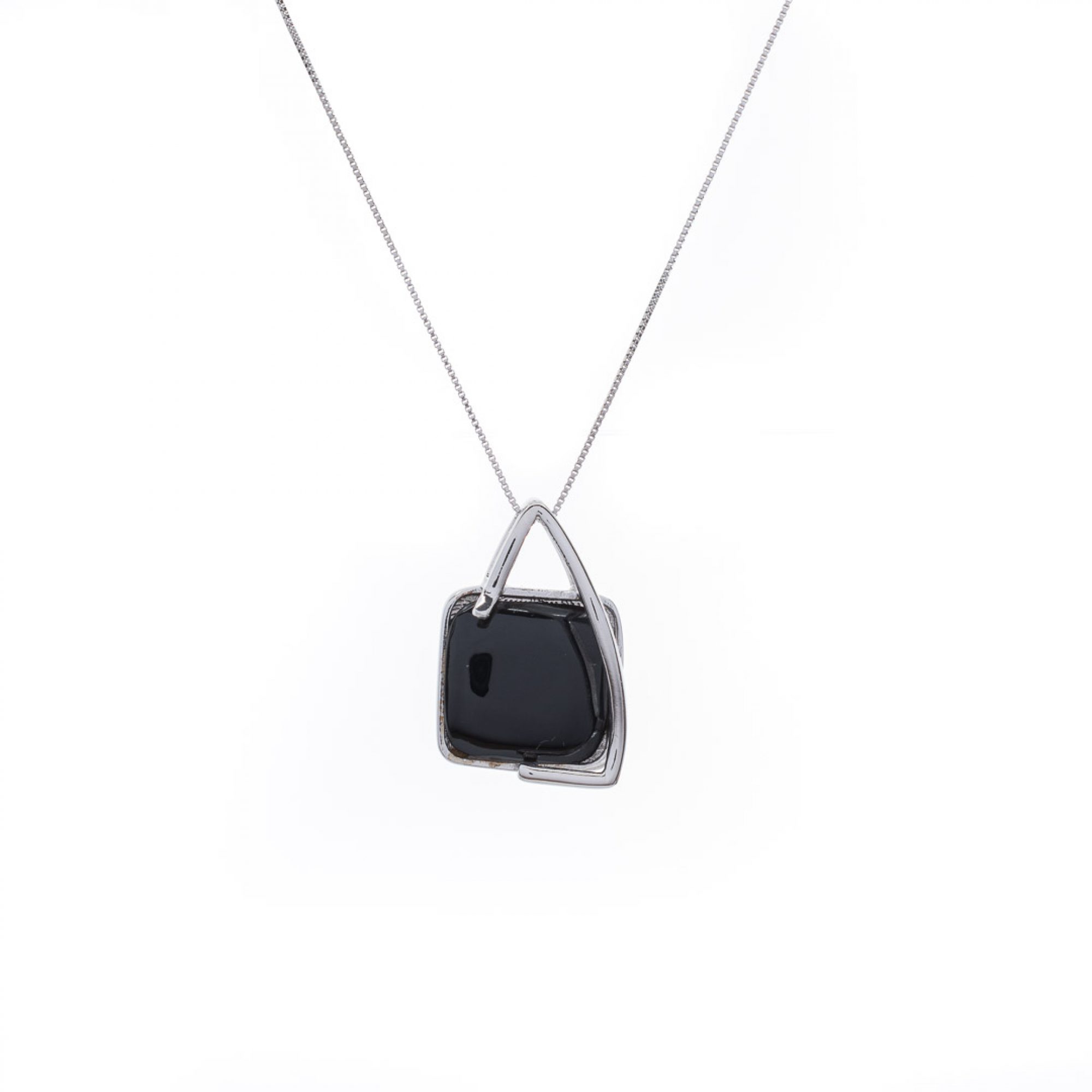 Black agate stone necklace
