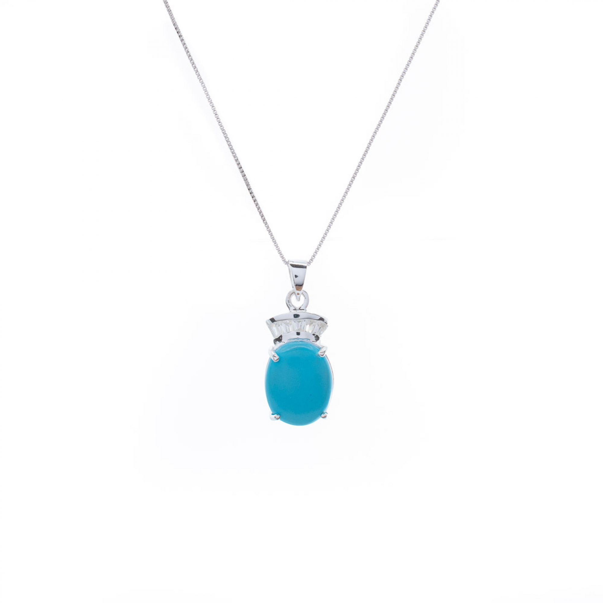 Necklace with natural turquoise and zircon stones