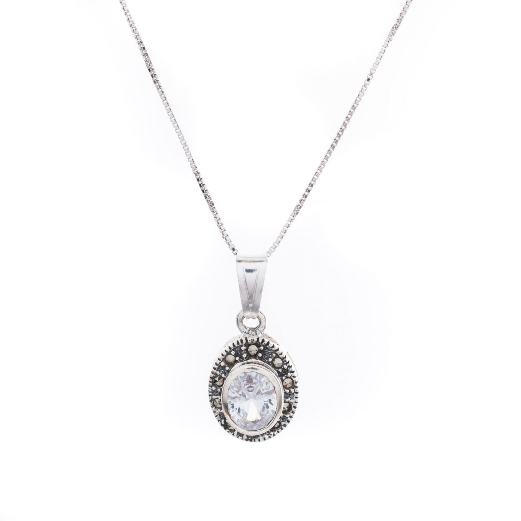 Necklace with marcasites and zircon stone