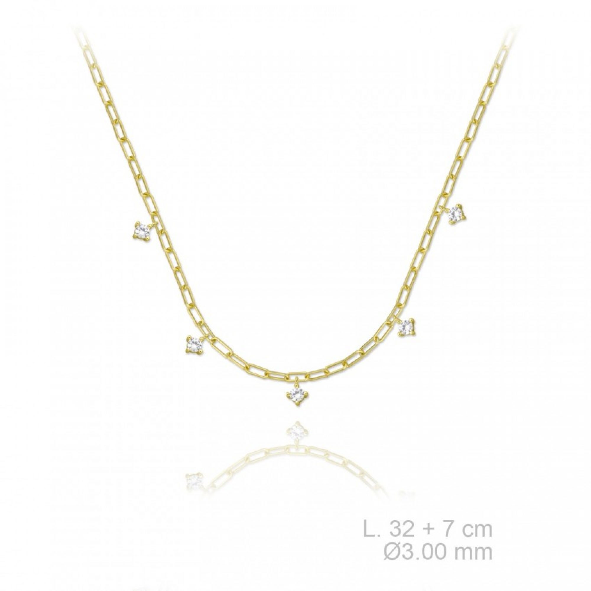 Gold plated necklace with zircon stones