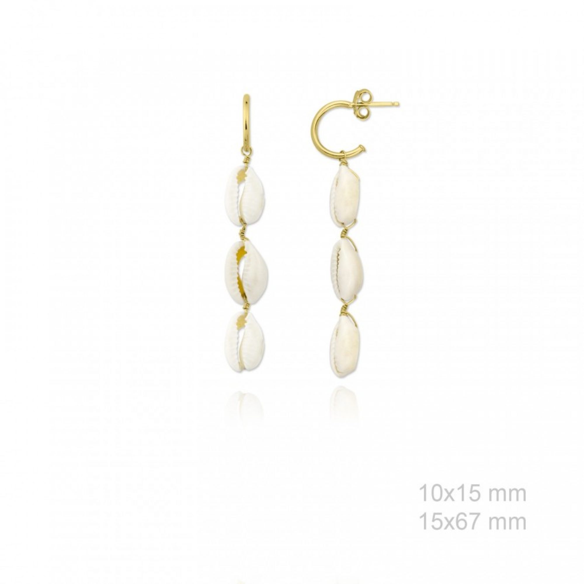 Gold plated earrings with seashells