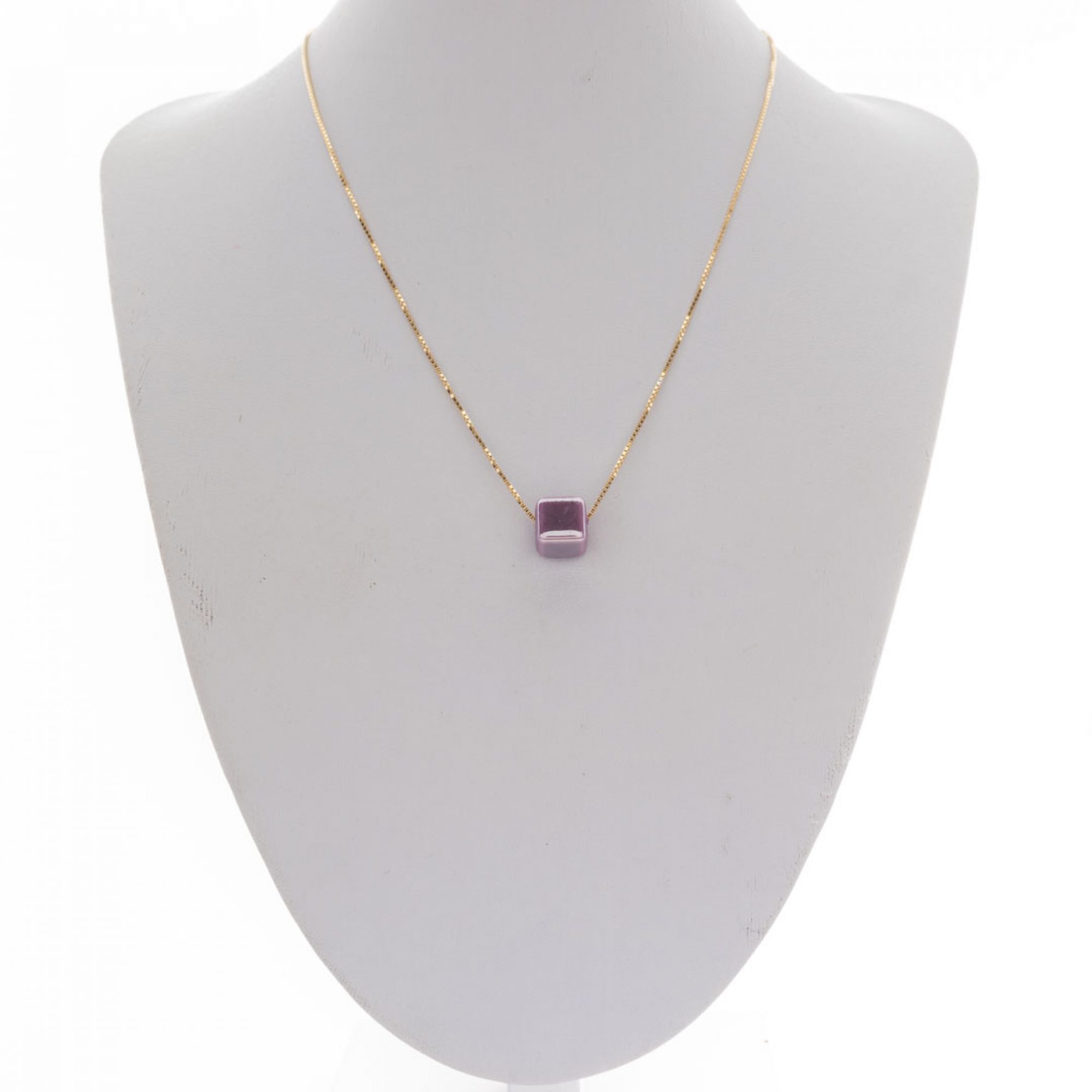 Gold plated purple bead necklace