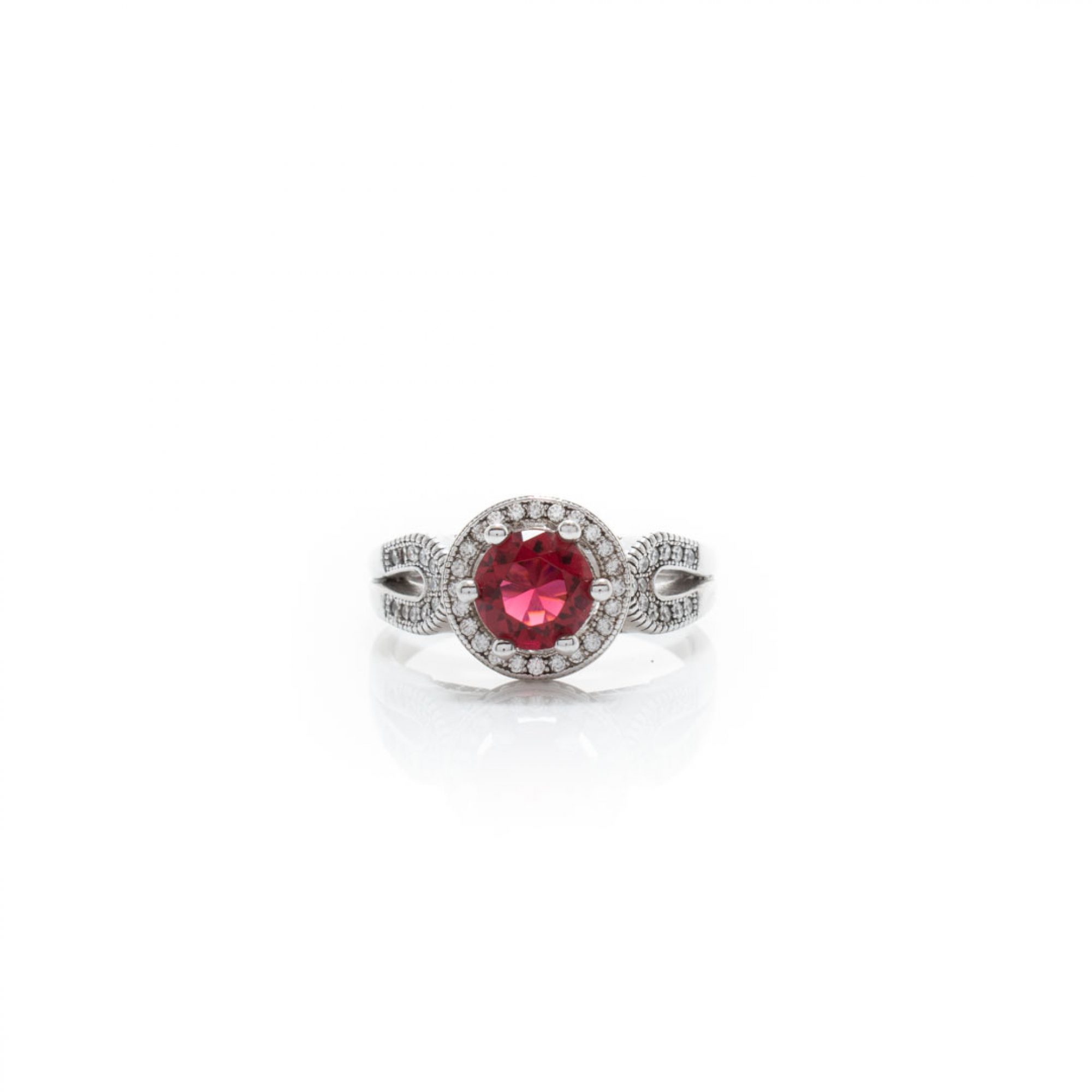 Ring with ruby and zircon stones
