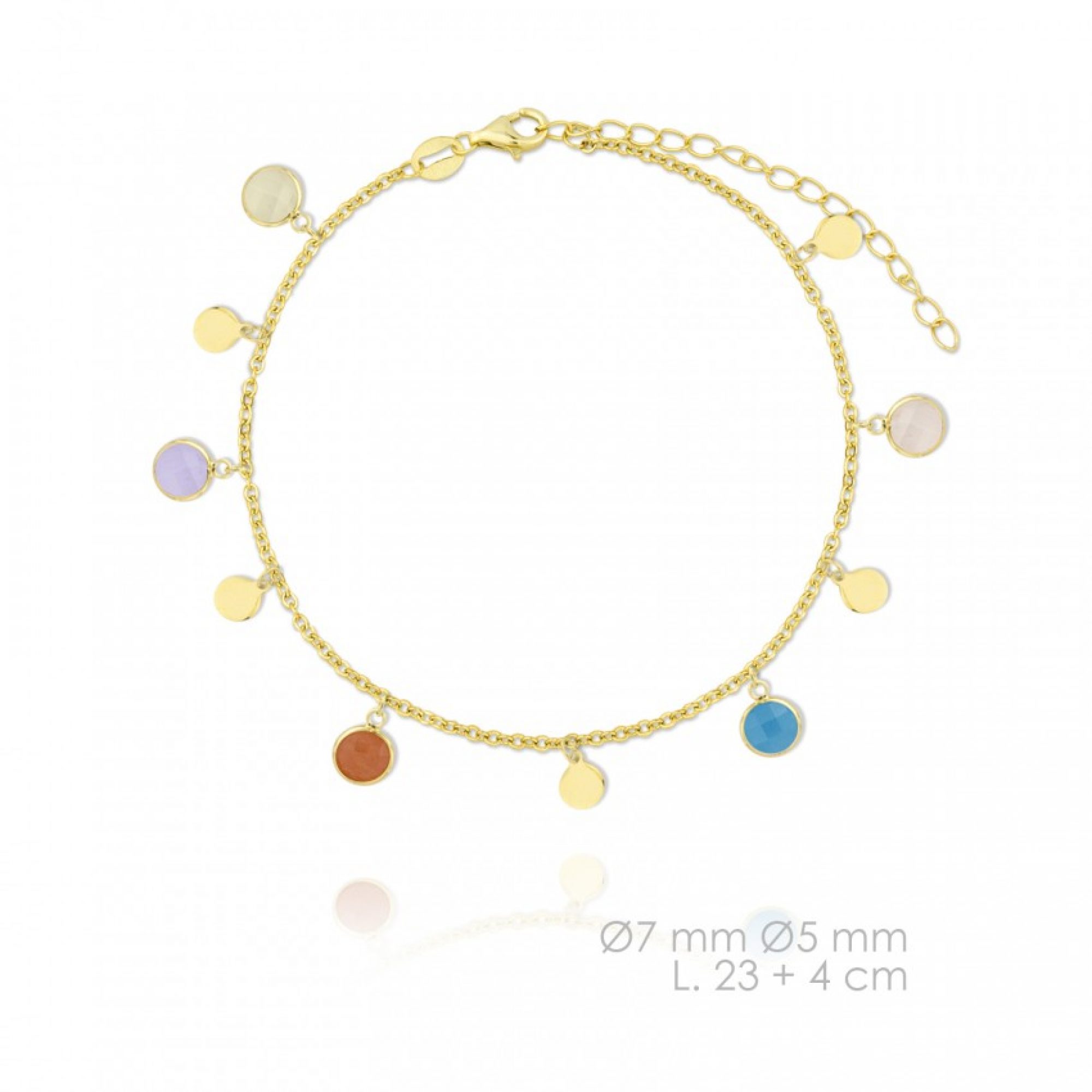 Gold plated anklet with stones and dangles
