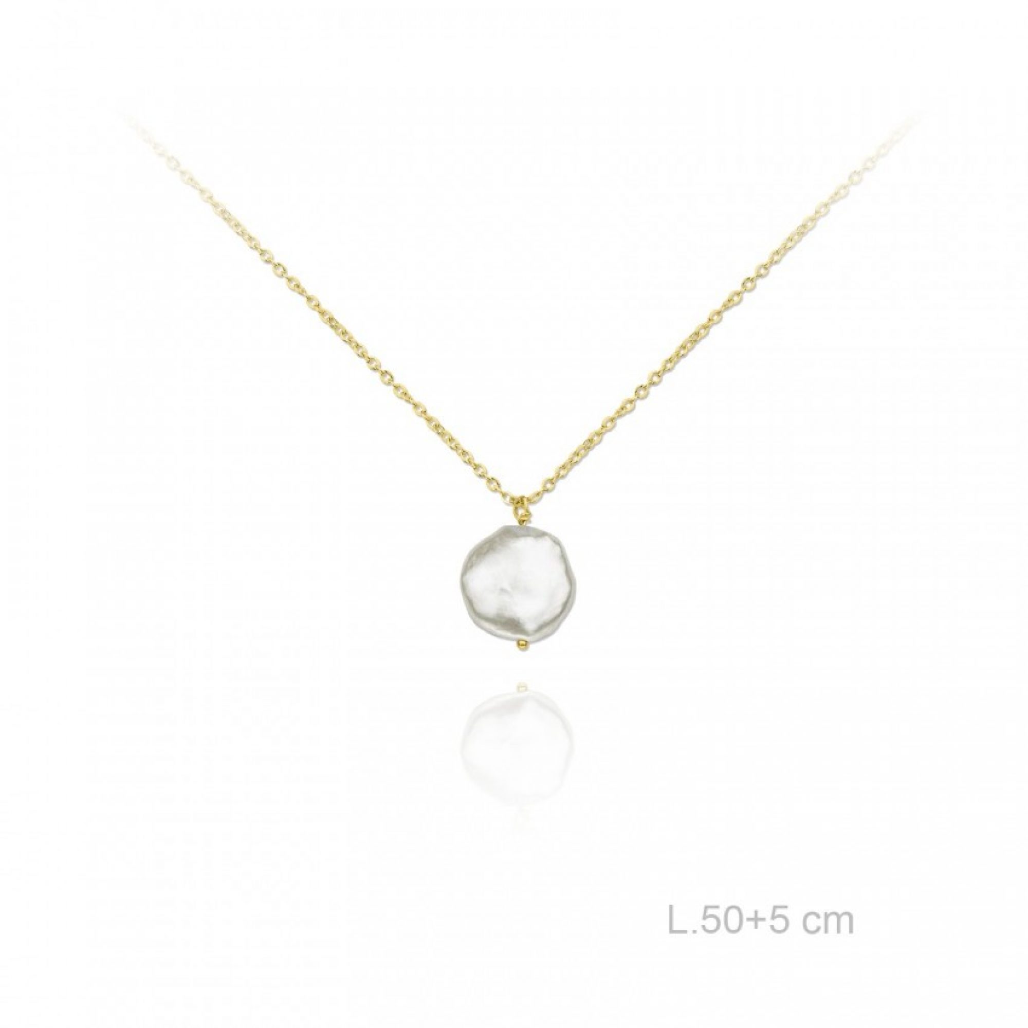 Gold plated necklace with mother of pearl