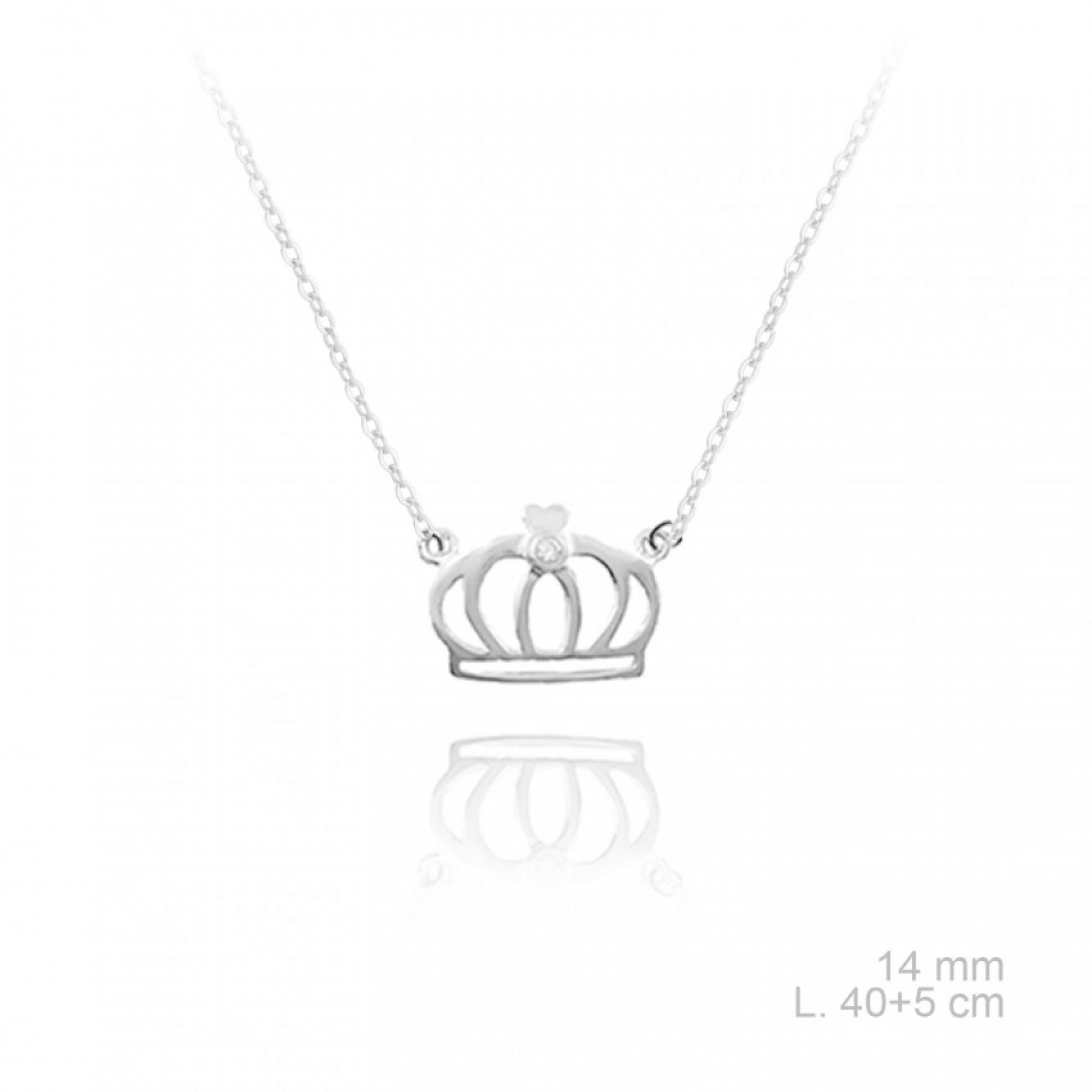 Silver crown necklace with zircon stone