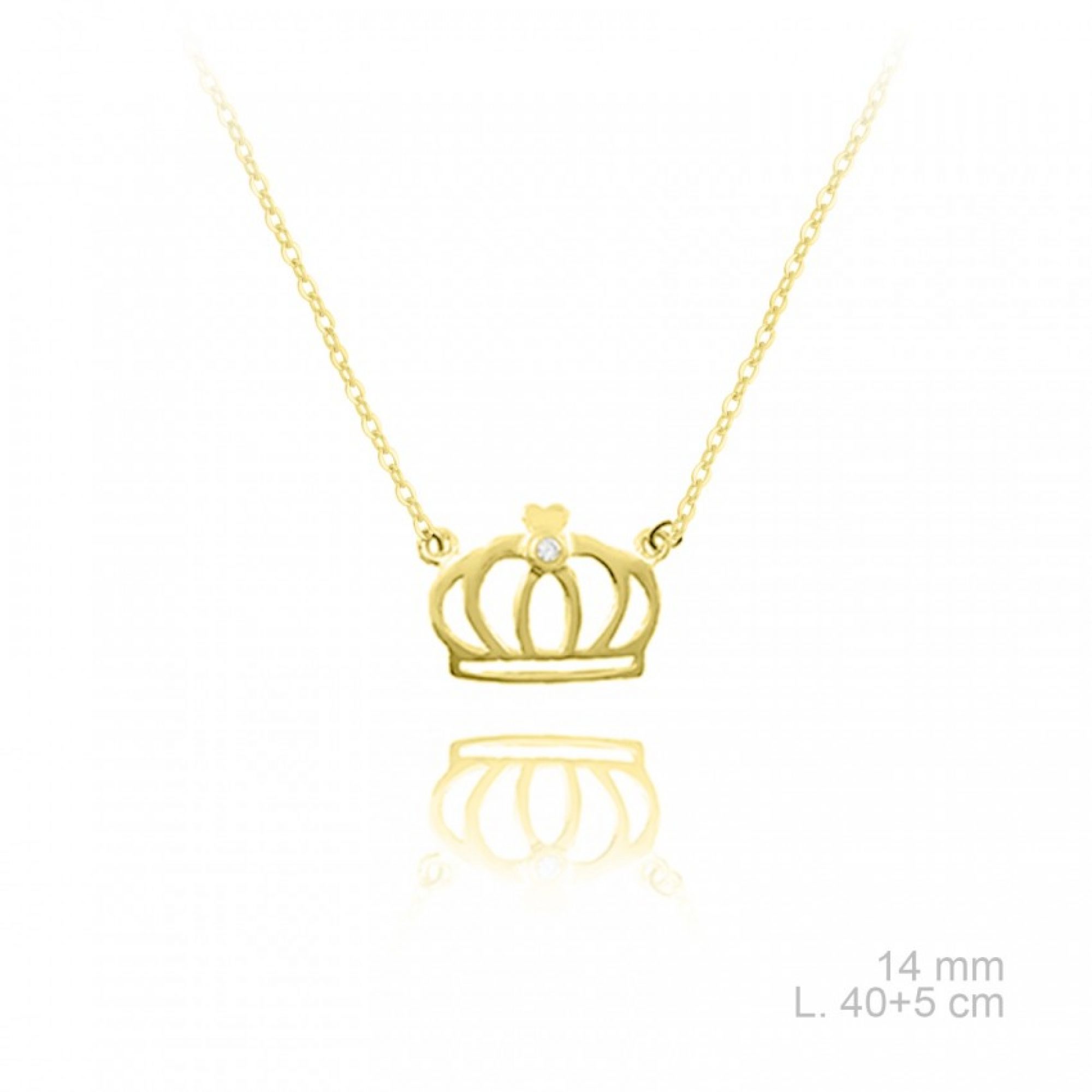 Gold plated crown necklace with zircon stone