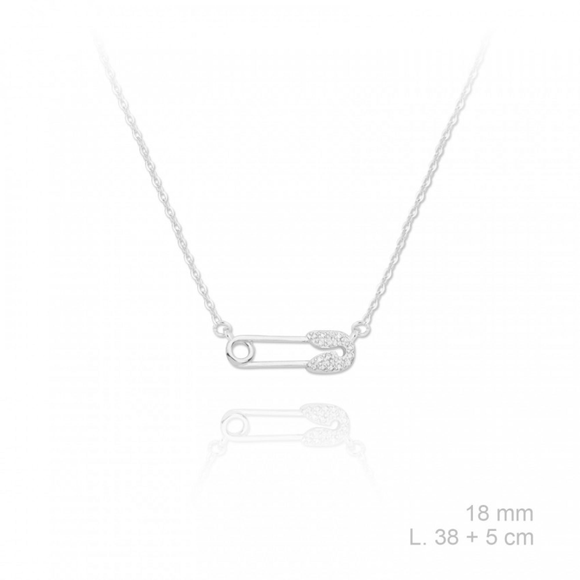 Safety pin necklace with zircon stones