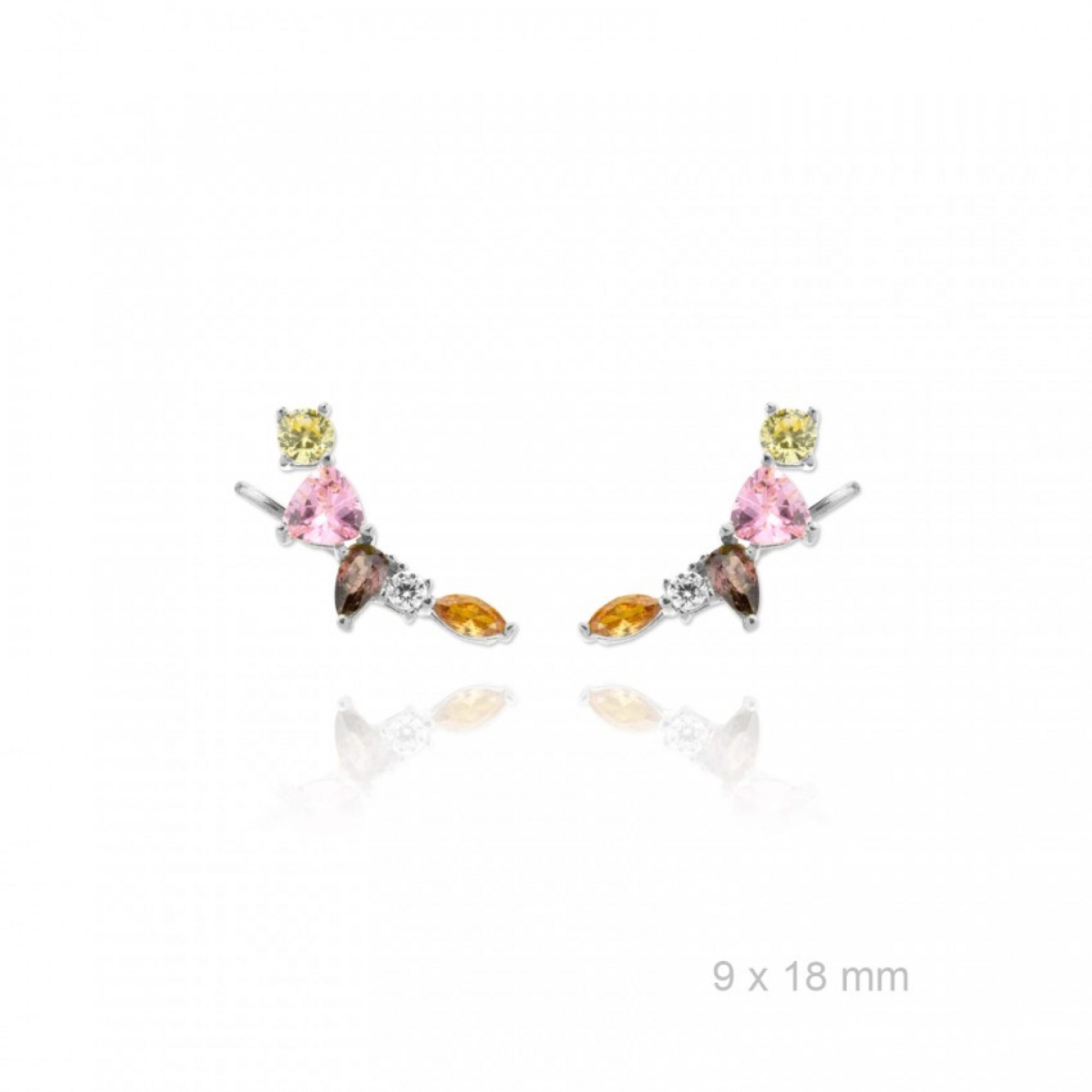 Ear climbers with zircon, amethyst, pink quartz and topaz stones