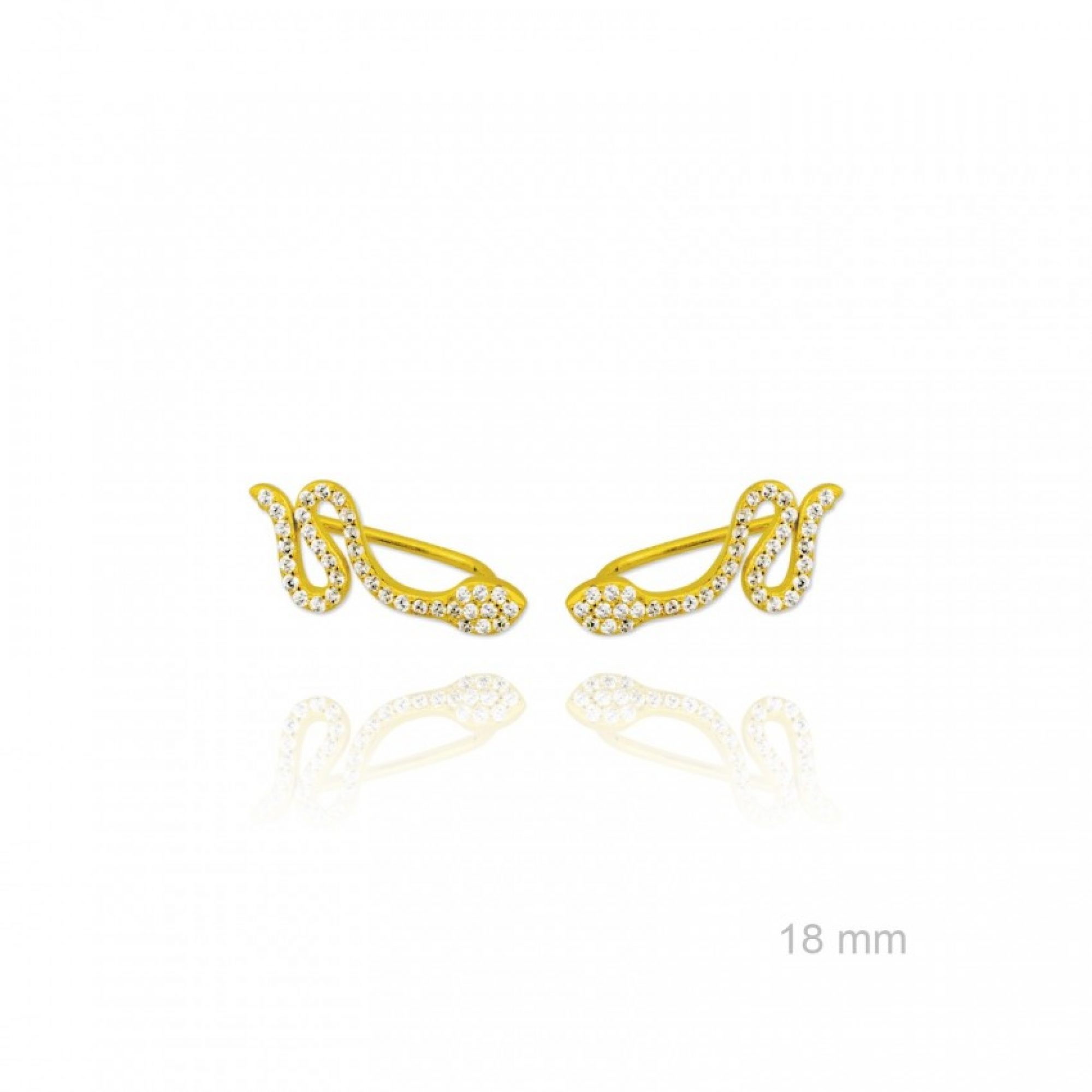 Gold plated snake ear climbers with zircon stones