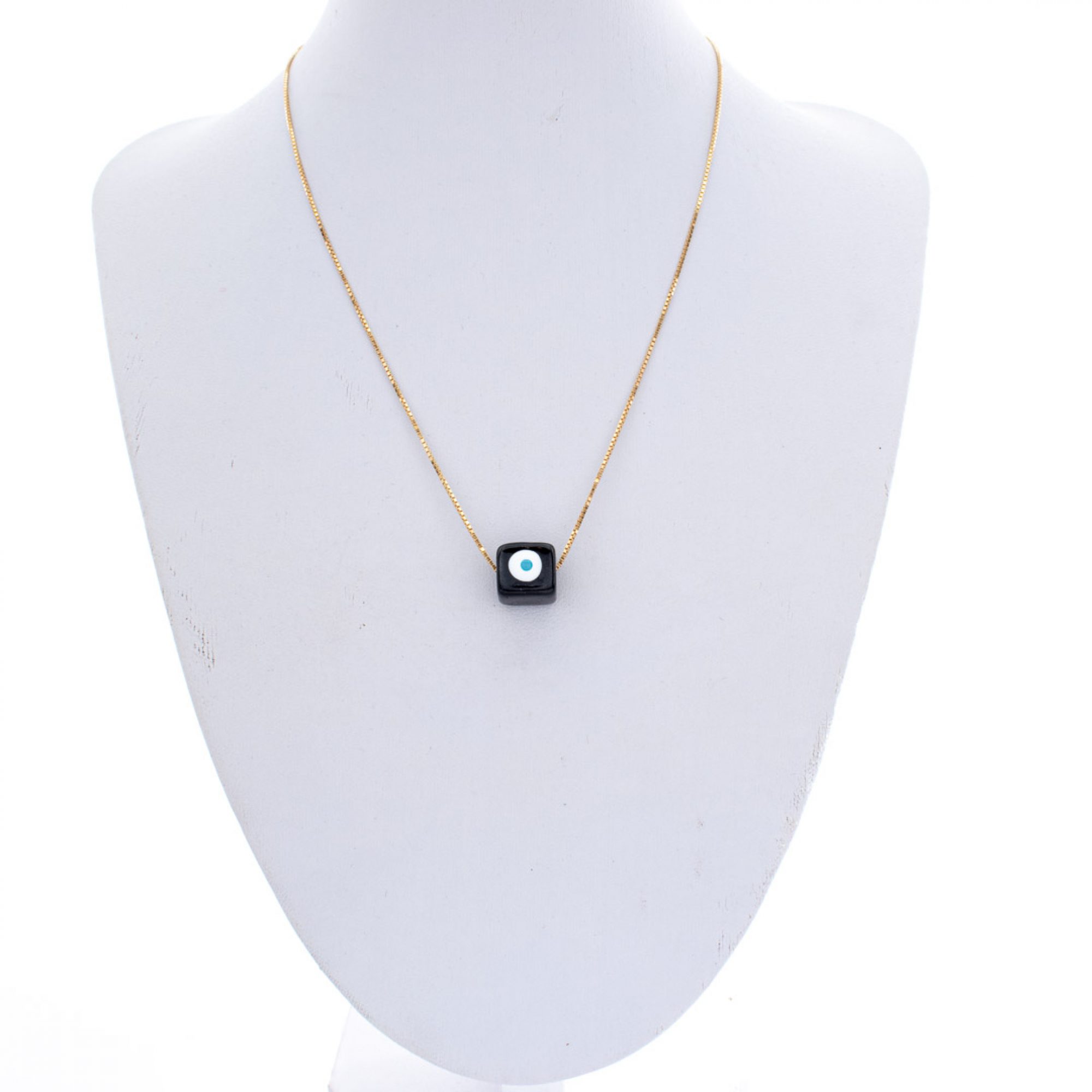 Κολιέ επίχρυσο με μαύρη χάντρα μάτι 