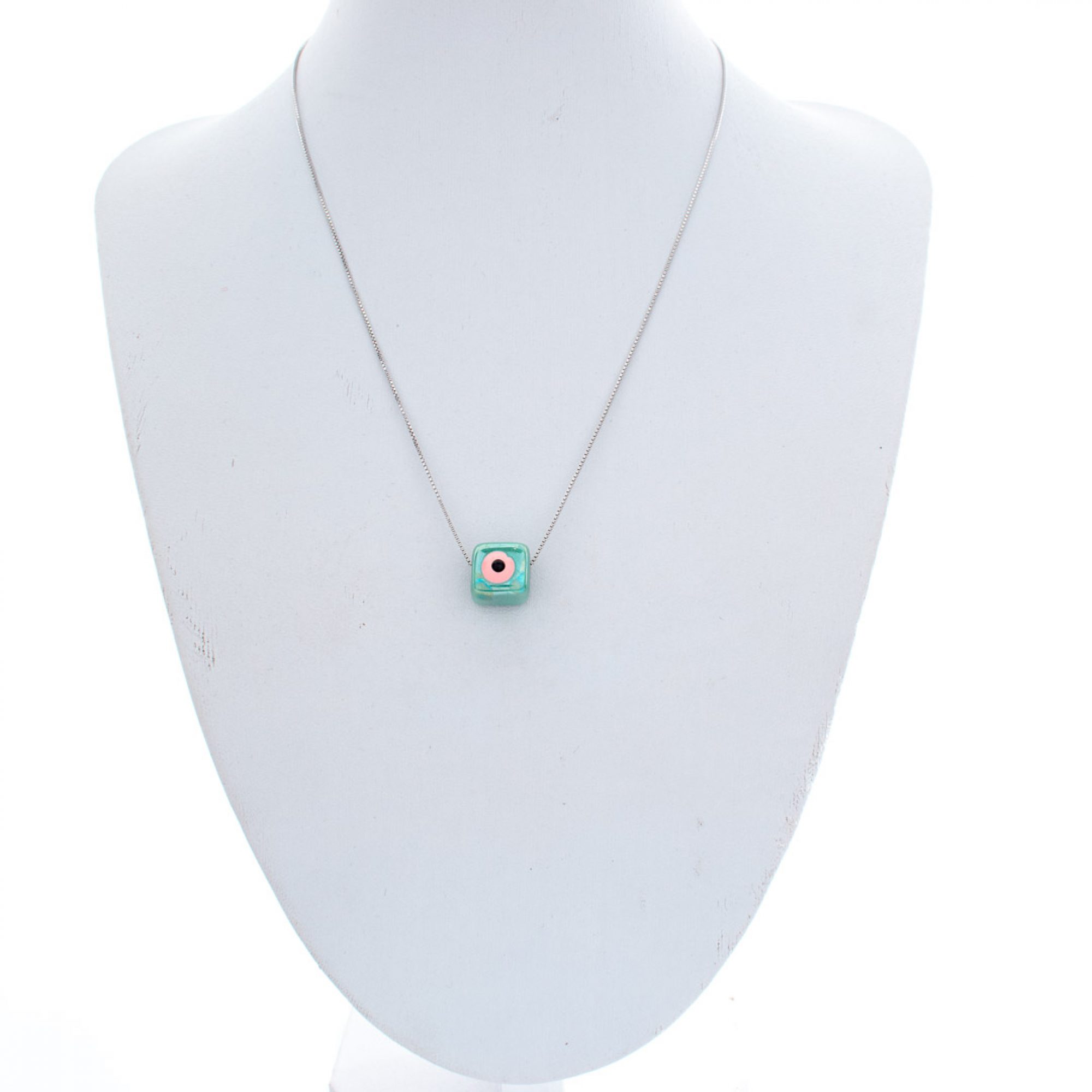 Κολιέ με πράσινη χάντρα μάτι